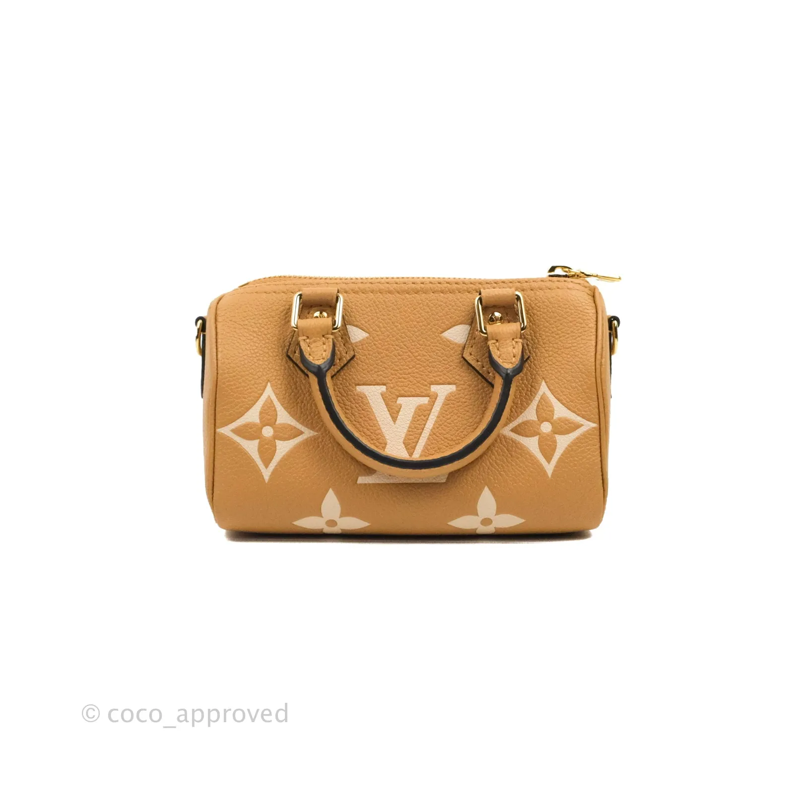 Louis Vuitton Nano Speedy Monogram Canvas Arizona Beige Gold Hardware
