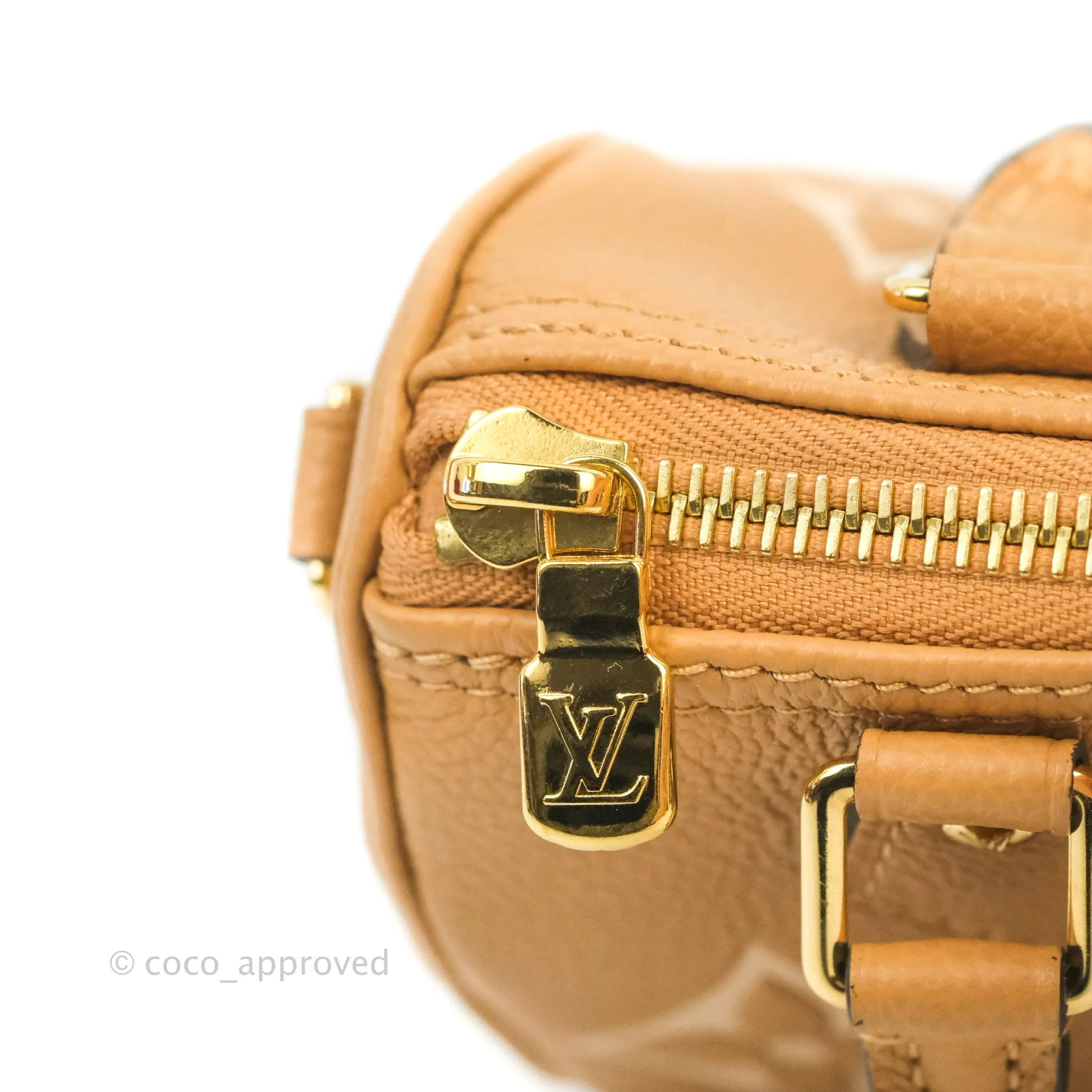 Louis Vuitton Nano Speedy Monogram Canvas Arizona Beige Gold Hardware