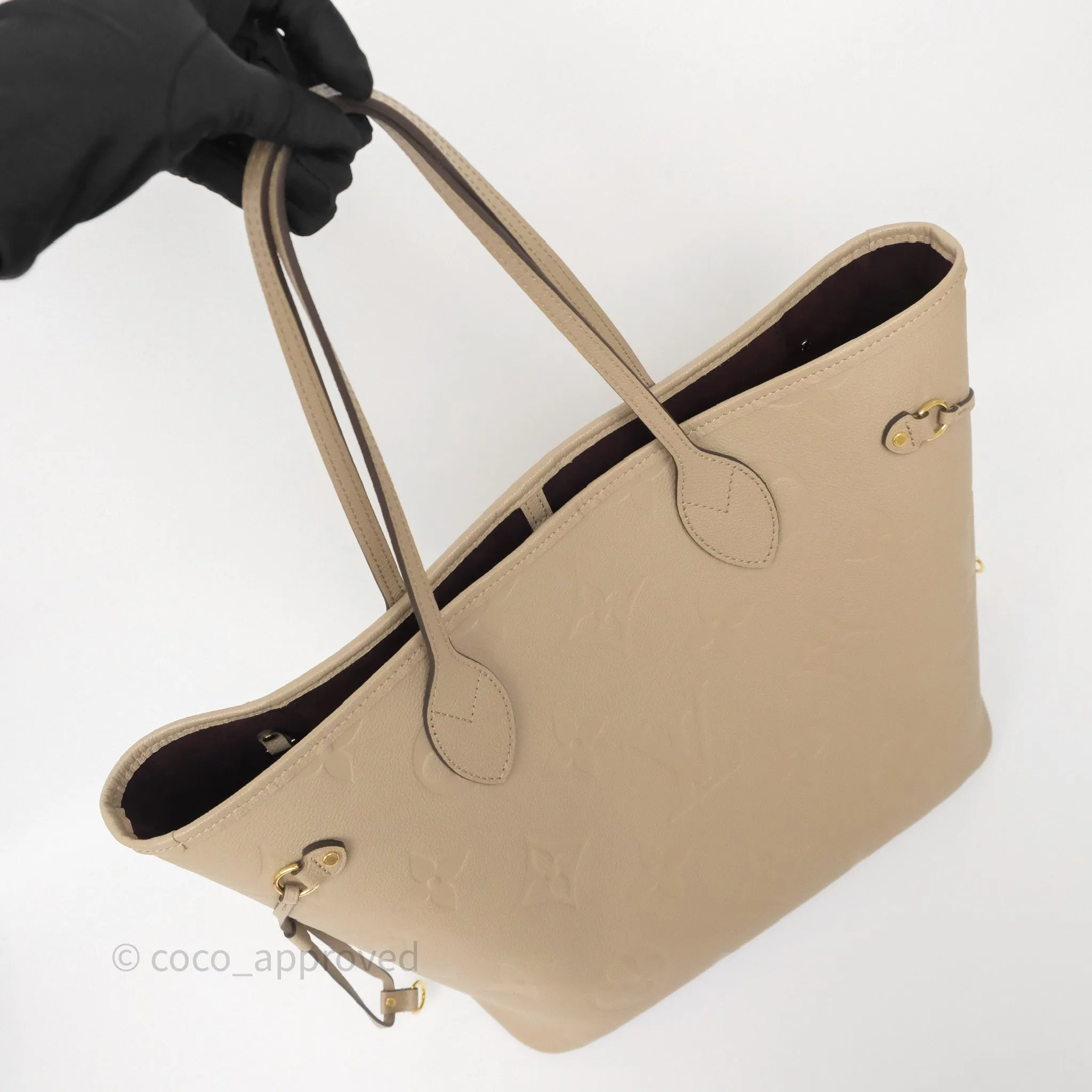 Louis Vuitton Neverfull MM Monogram Empreinte Leather Tourterelle