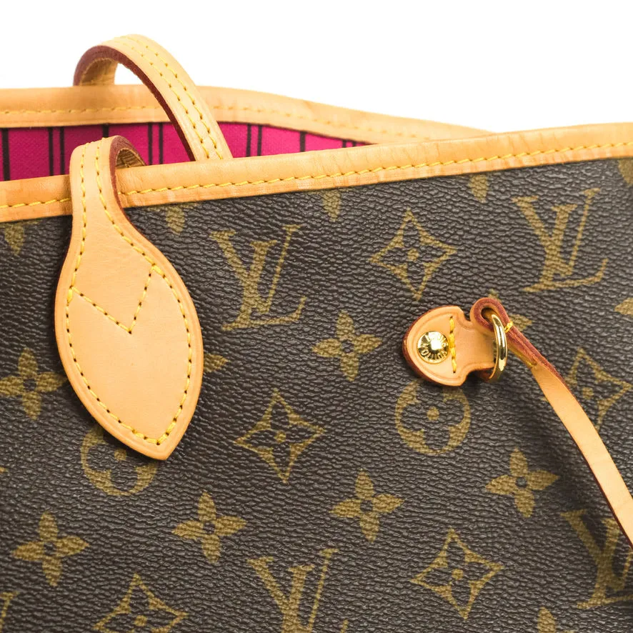 Louis Vuitton Neverfull MM Tote Bag Monogram Canvas Fuchsia