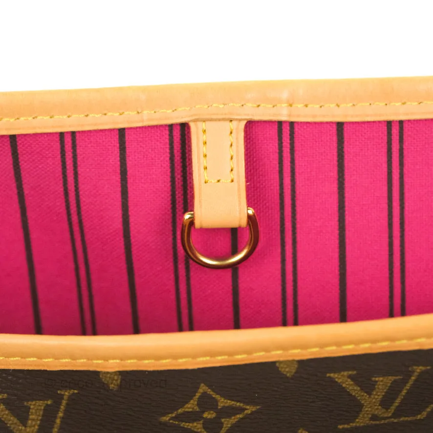 Louis Vuitton Neverfull MM Tote Bag Monogram Canvas Fuchsia