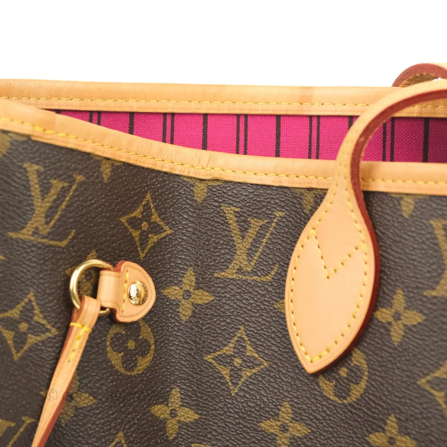 Louis Vuitton Neverfull MM Tote Bag Monogram Canvas Fuchsia