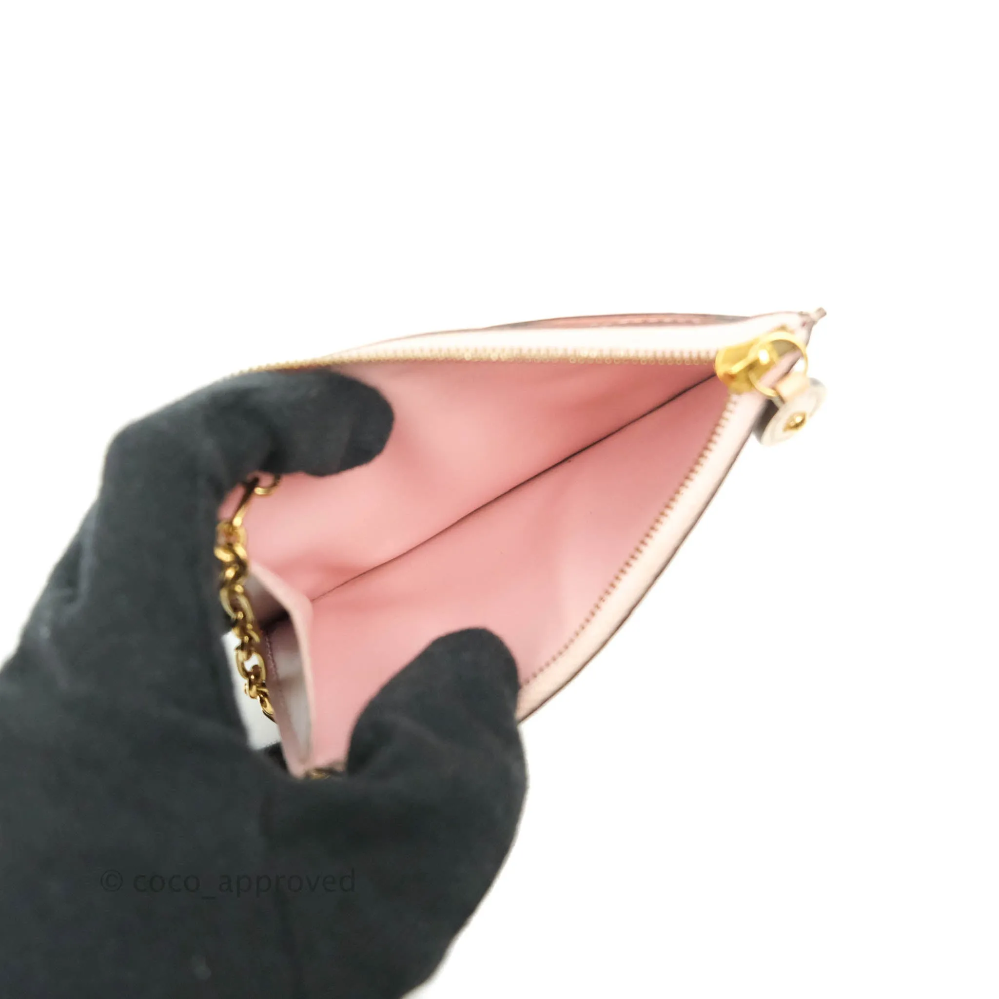 Louis Vuitton Pink Patent Key Pouch Gold Hardware