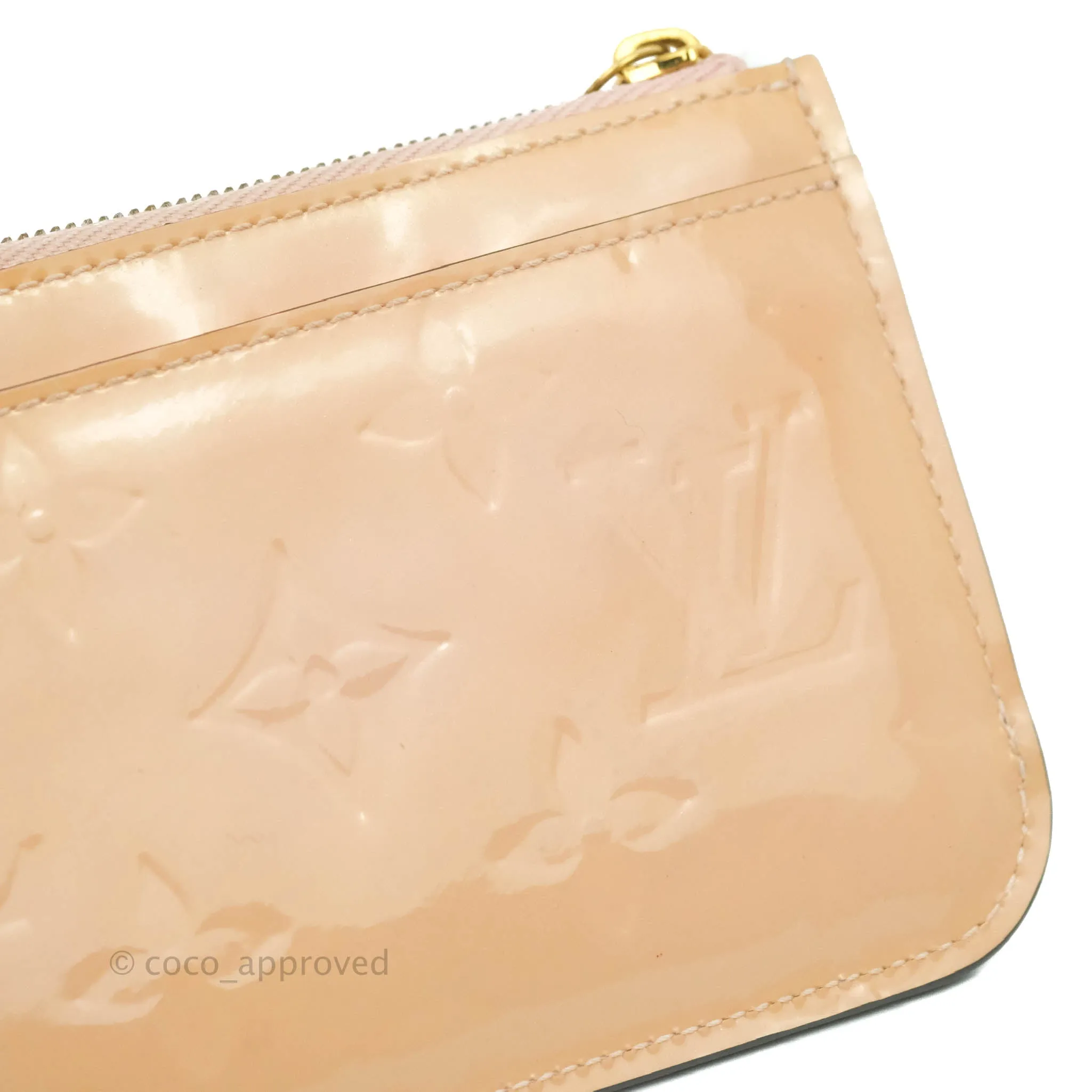 Louis Vuitton Pink Patent Key Pouch Gold Hardware