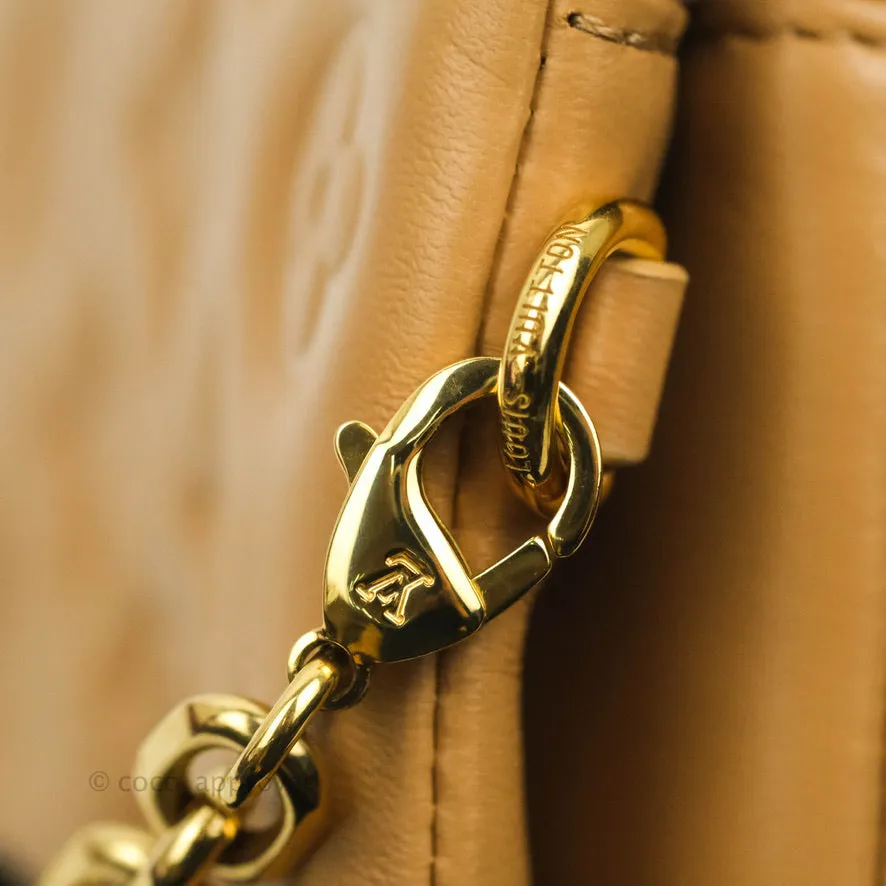 Louis Vuitton Pochette Coussin Monogram Caramel Beige Gold Hardware