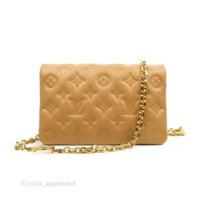 Louis Vuitton Pochette Coussin Monogram Caramel Beige Gold Hardware