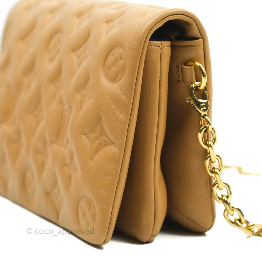Louis Vuitton Pochette Coussin Monogram Caramel Beige Gold Hardware