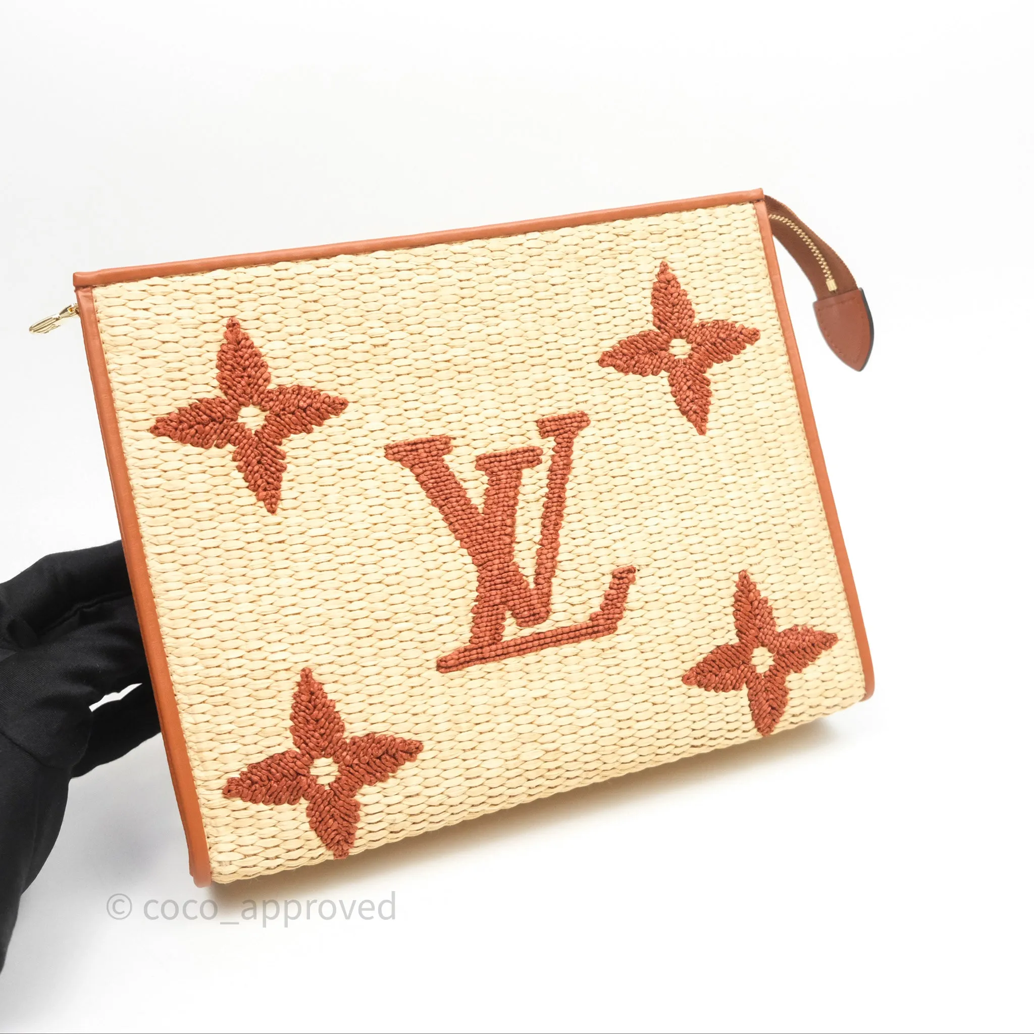 Louis Vuitton Raffia Monogram Giant Toiletry Pouch 26 Tan