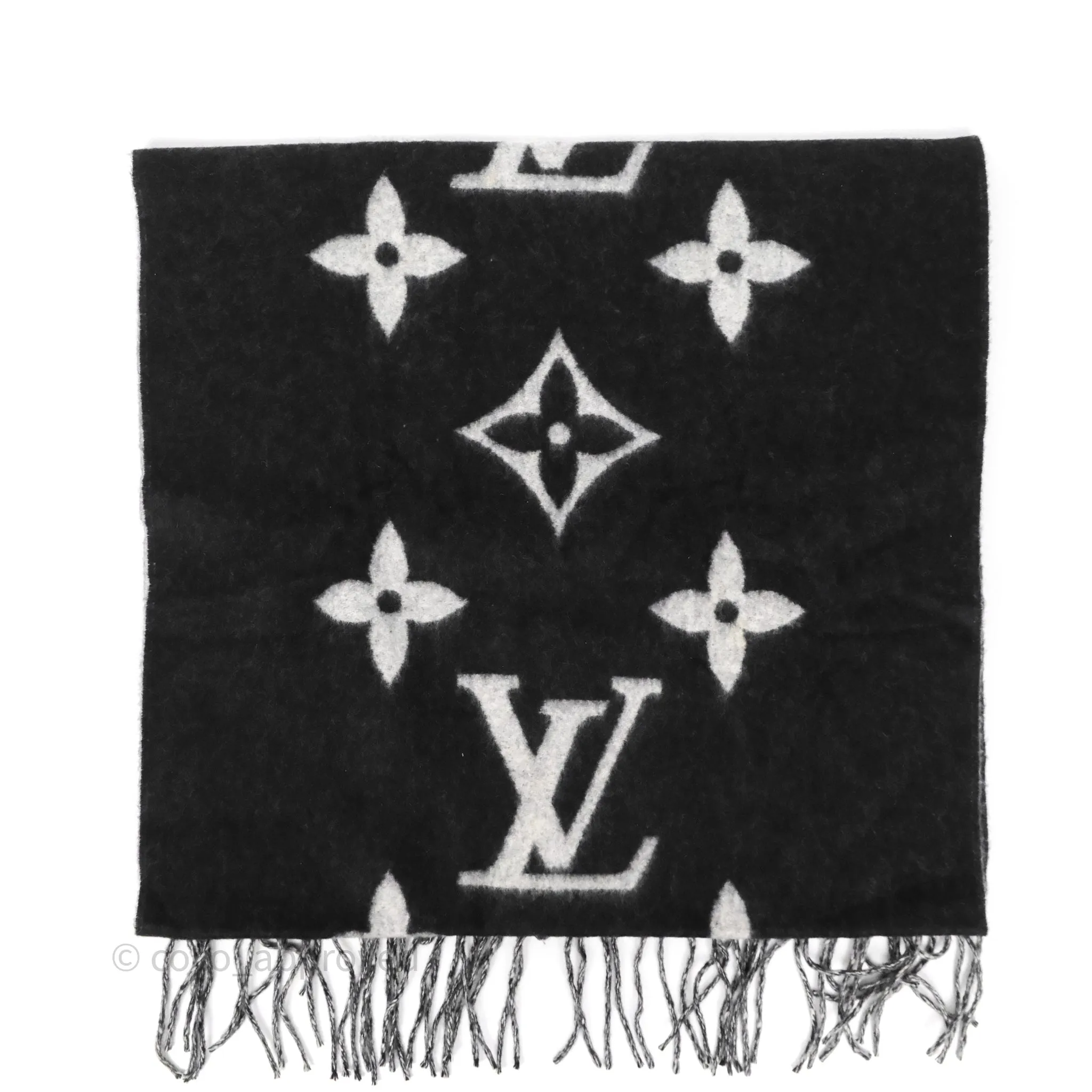 Louis Vuitton Reykjavik Scarf Cashmere Black Light Grey