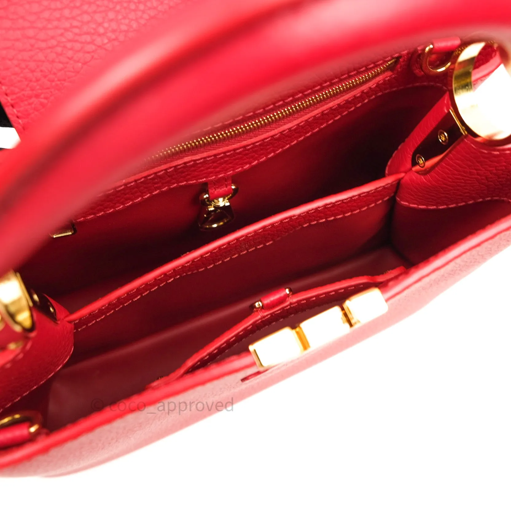 Louis Vuitton Taurillon Capucines BB Red Gold Hardware