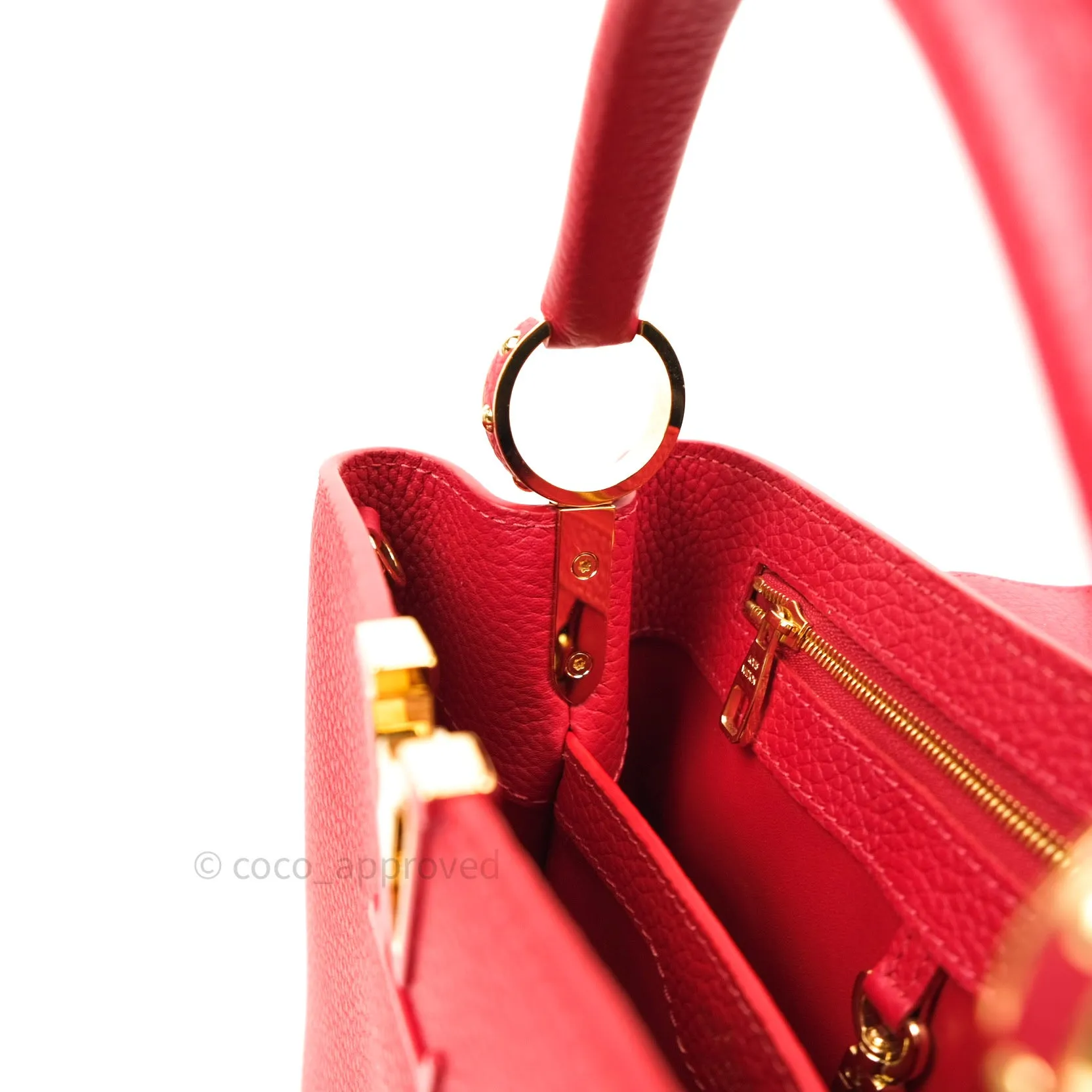 Louis Vuitton Taurillon Capucines BB Red Gold Hardware