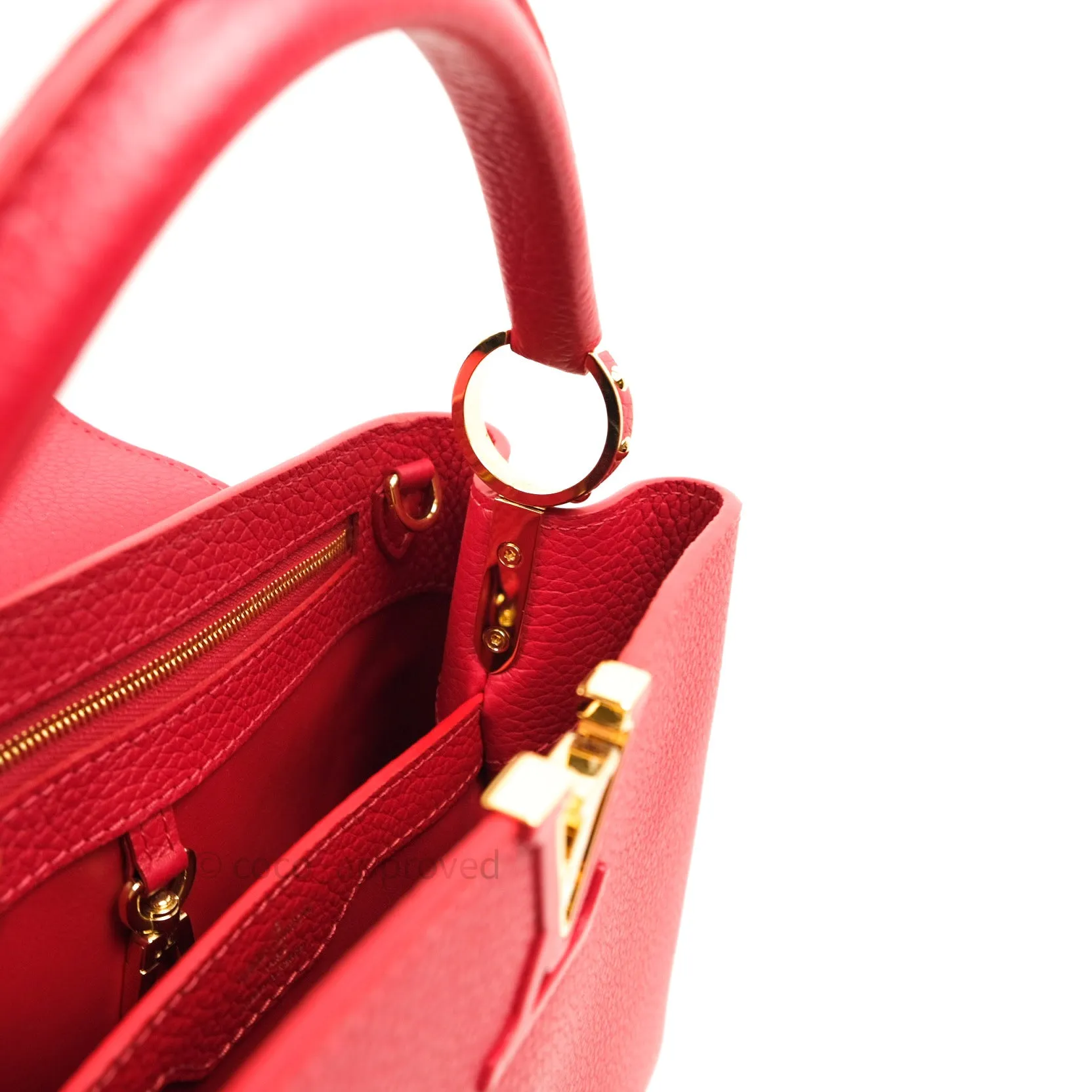 Louis Vuitton Taurillon Capucines BB Red Gold Hardware