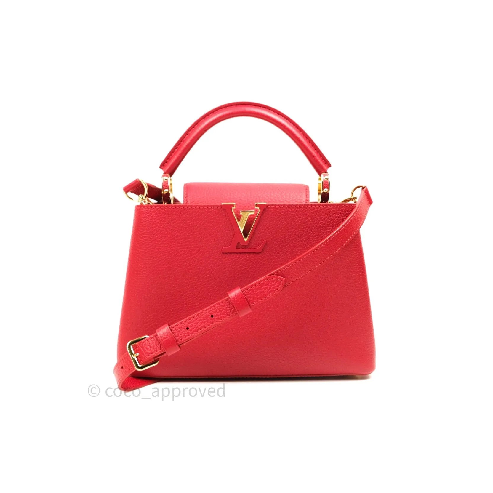 Louis Vuitton Taurillon Capucines BB Red Gold Hardware