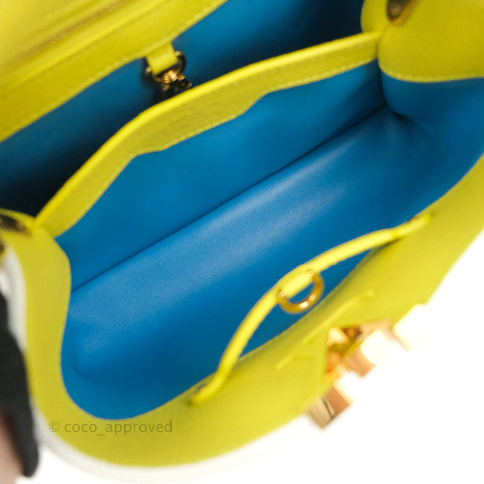 Louis Vuitton Taurillon Capucines BB Snow / Cedrat