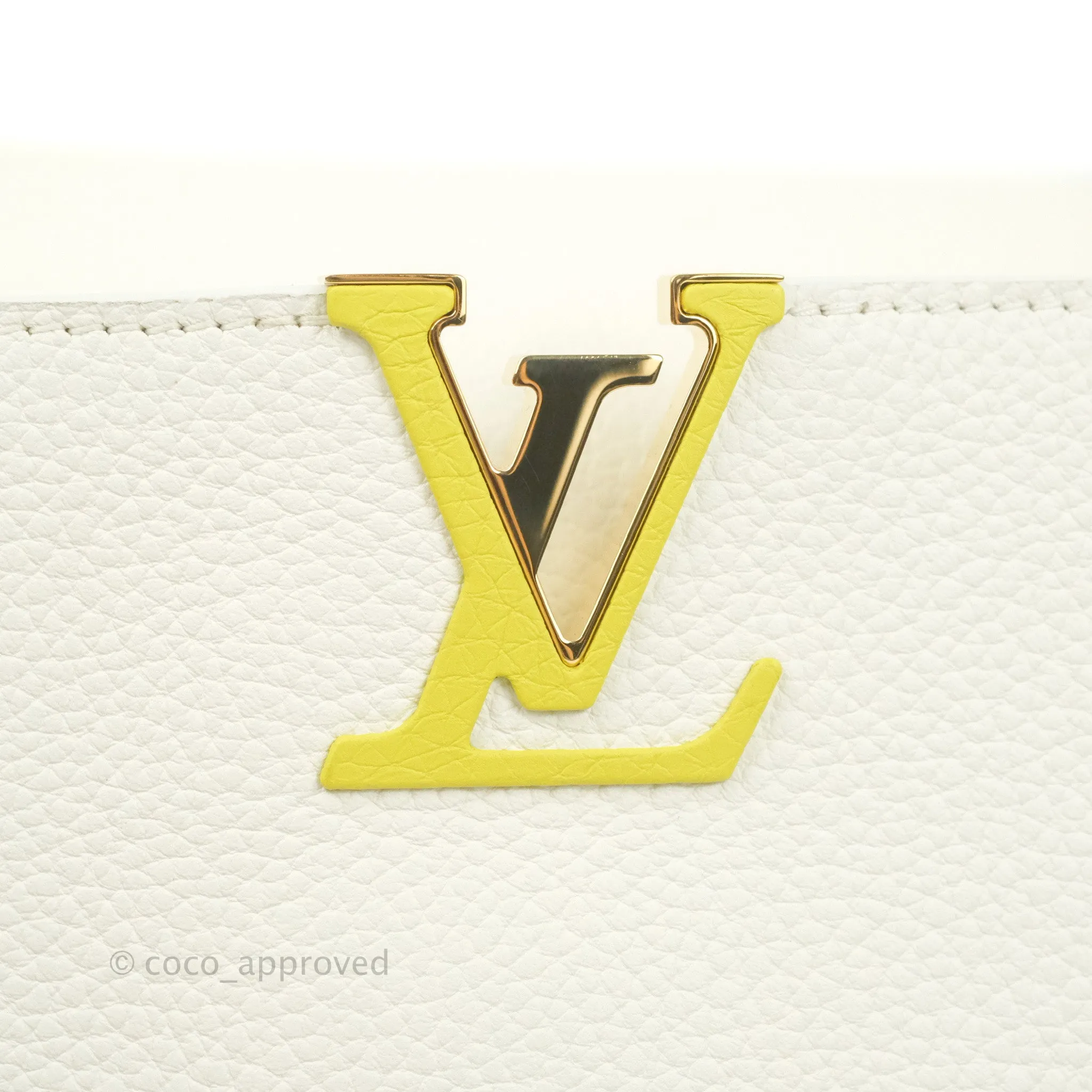 Louis Vuitton Taurillon Capucines BB Snow / Cedrat