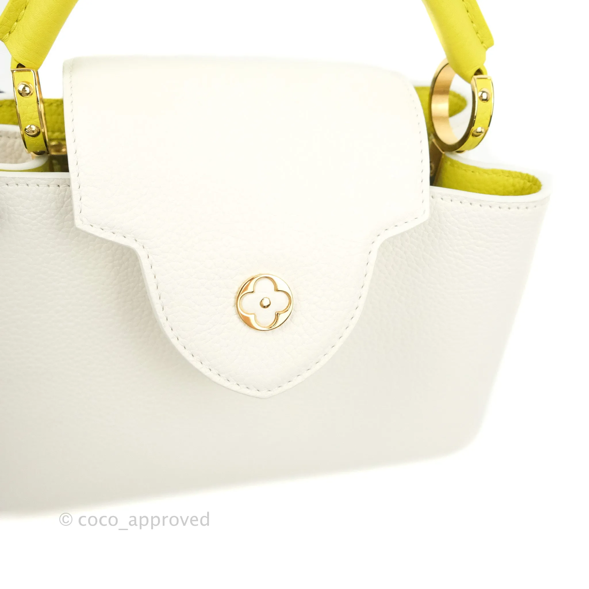 Louis Vuitton Taurillon Capucines BB Snow / Cedrat