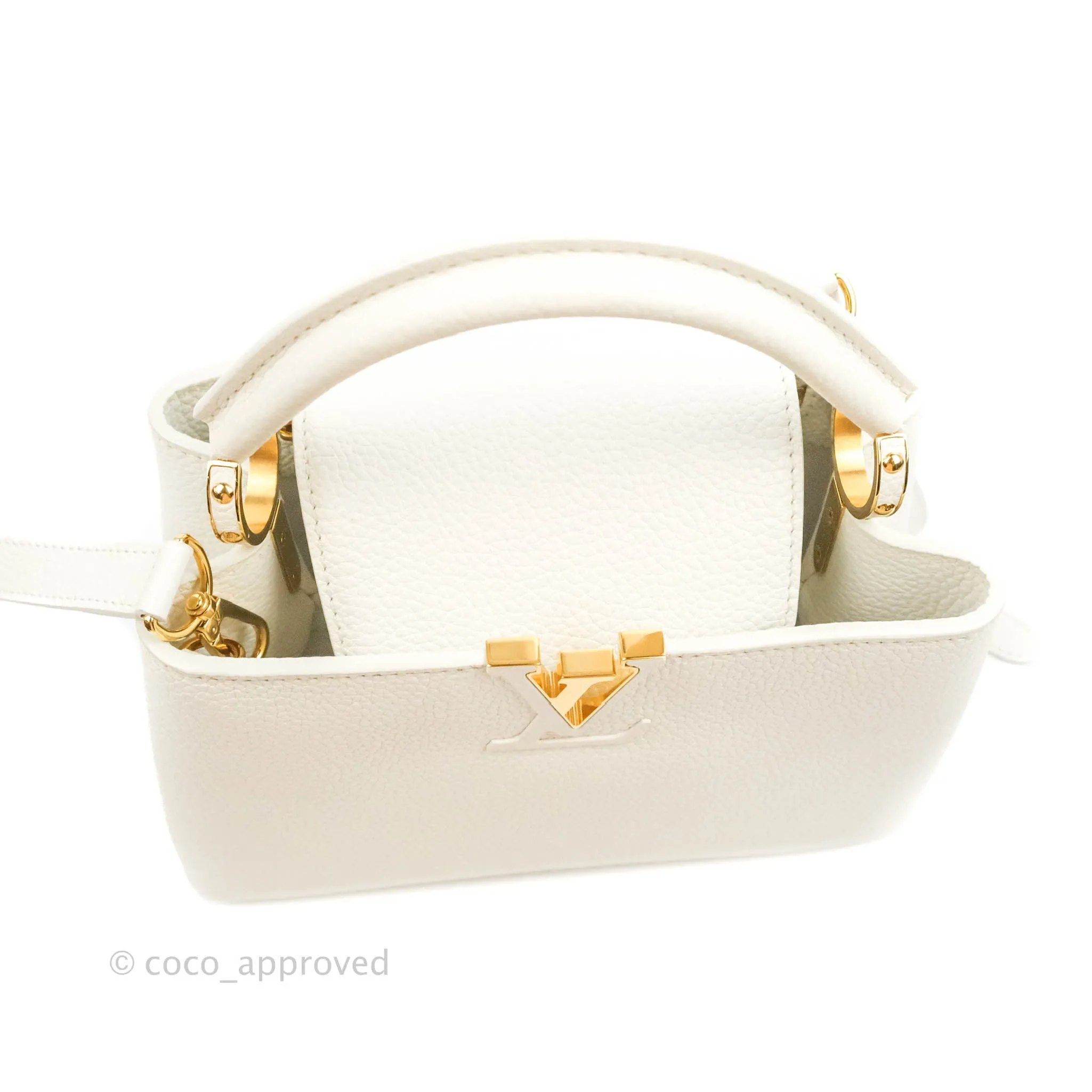 Louis Vuitton Taurillon Capucines BB Snow