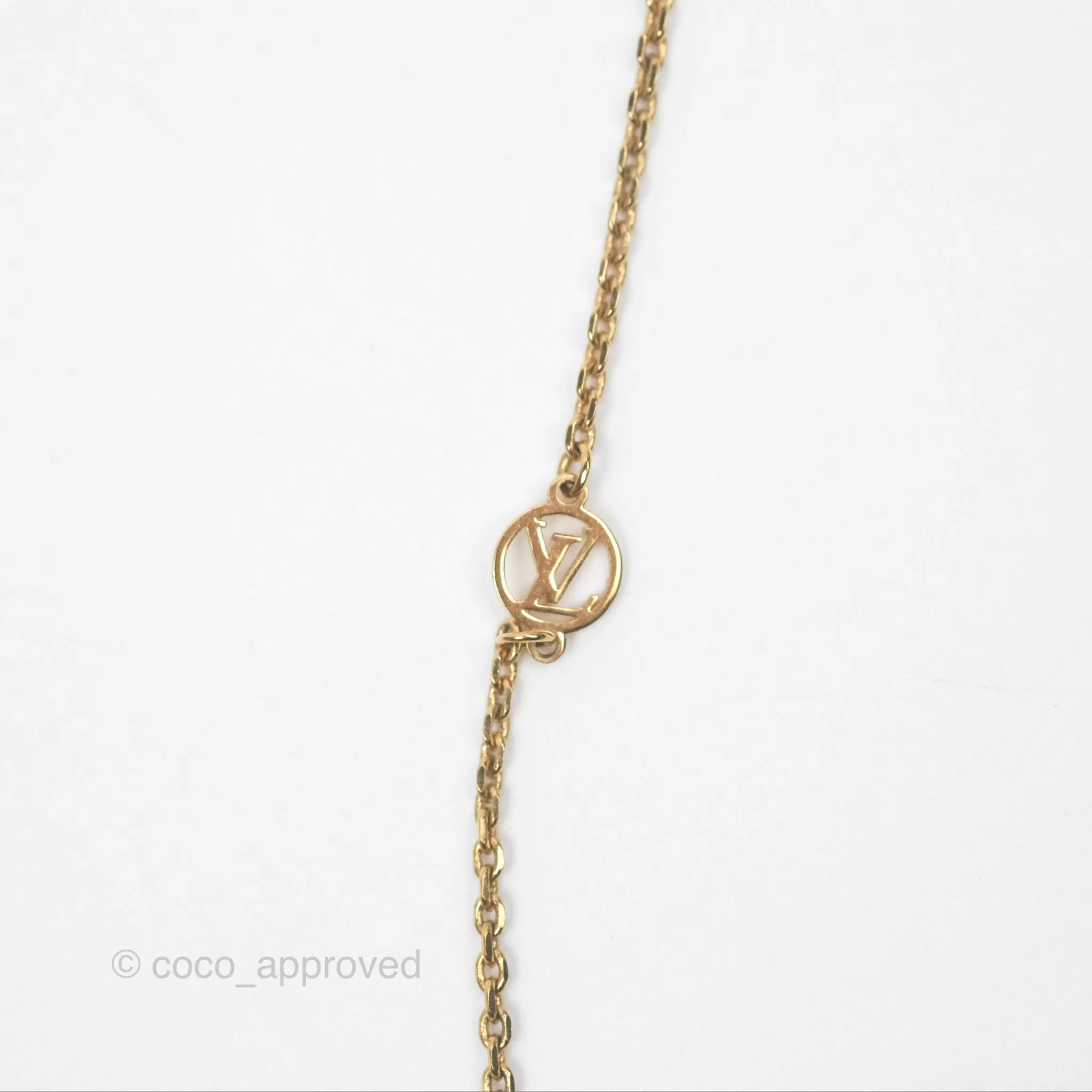 Louis Vuitton Vivienne Pearl Long Necklace Gold Tone