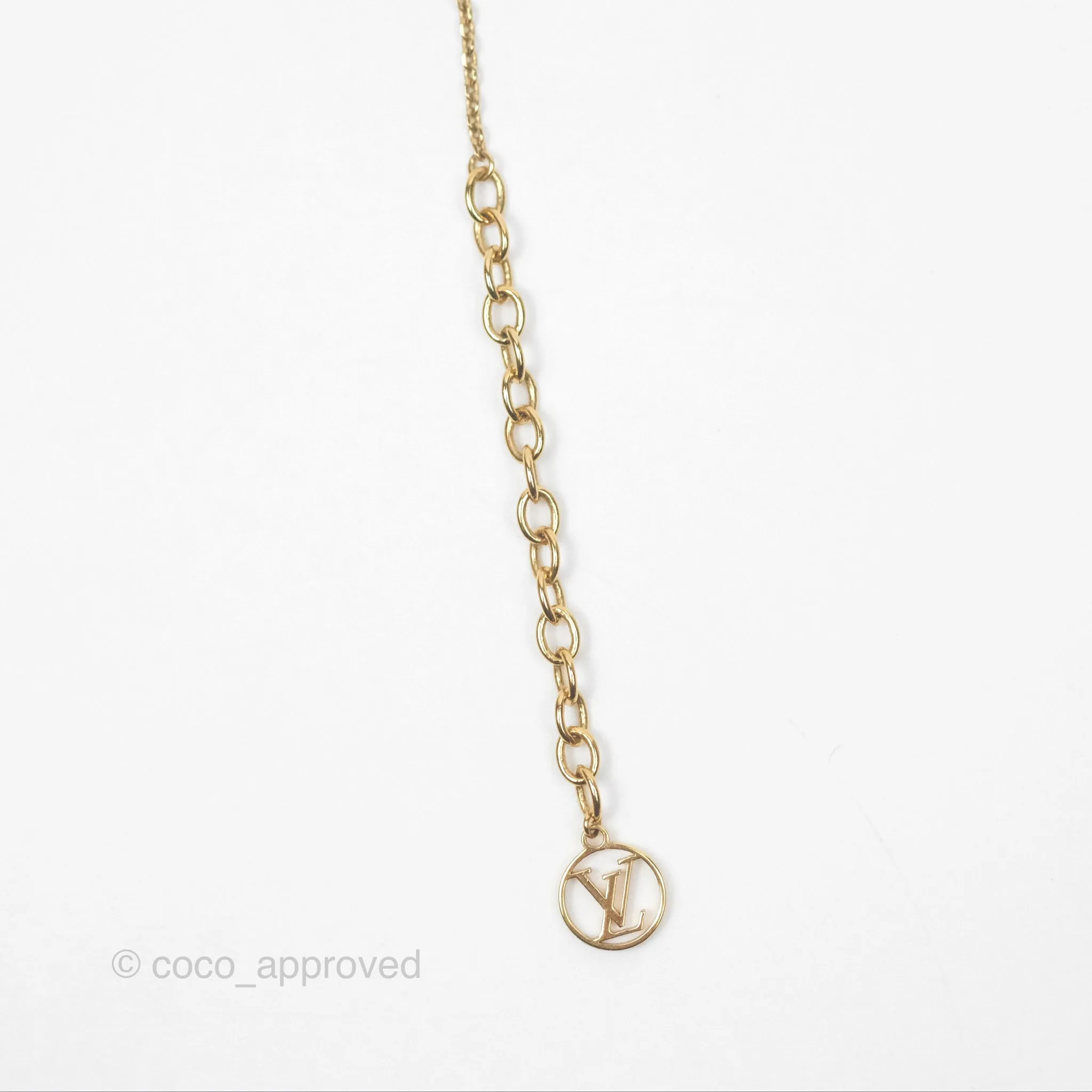 Louis Vuitton Vivienne Pearl Long Necklace Gold Tone
