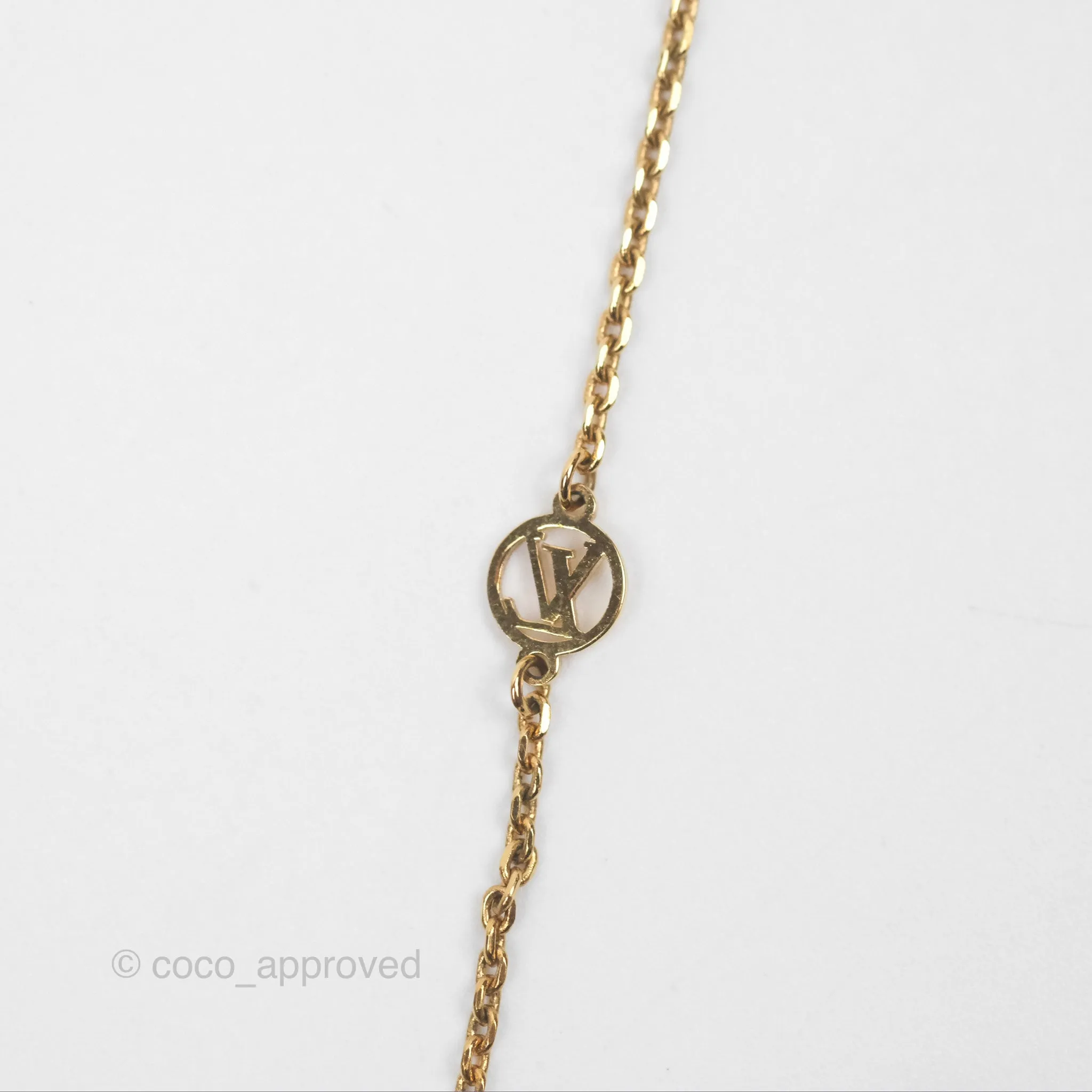 Louis Vuitton Vivienne Pearl Long Necklace Gold Tone