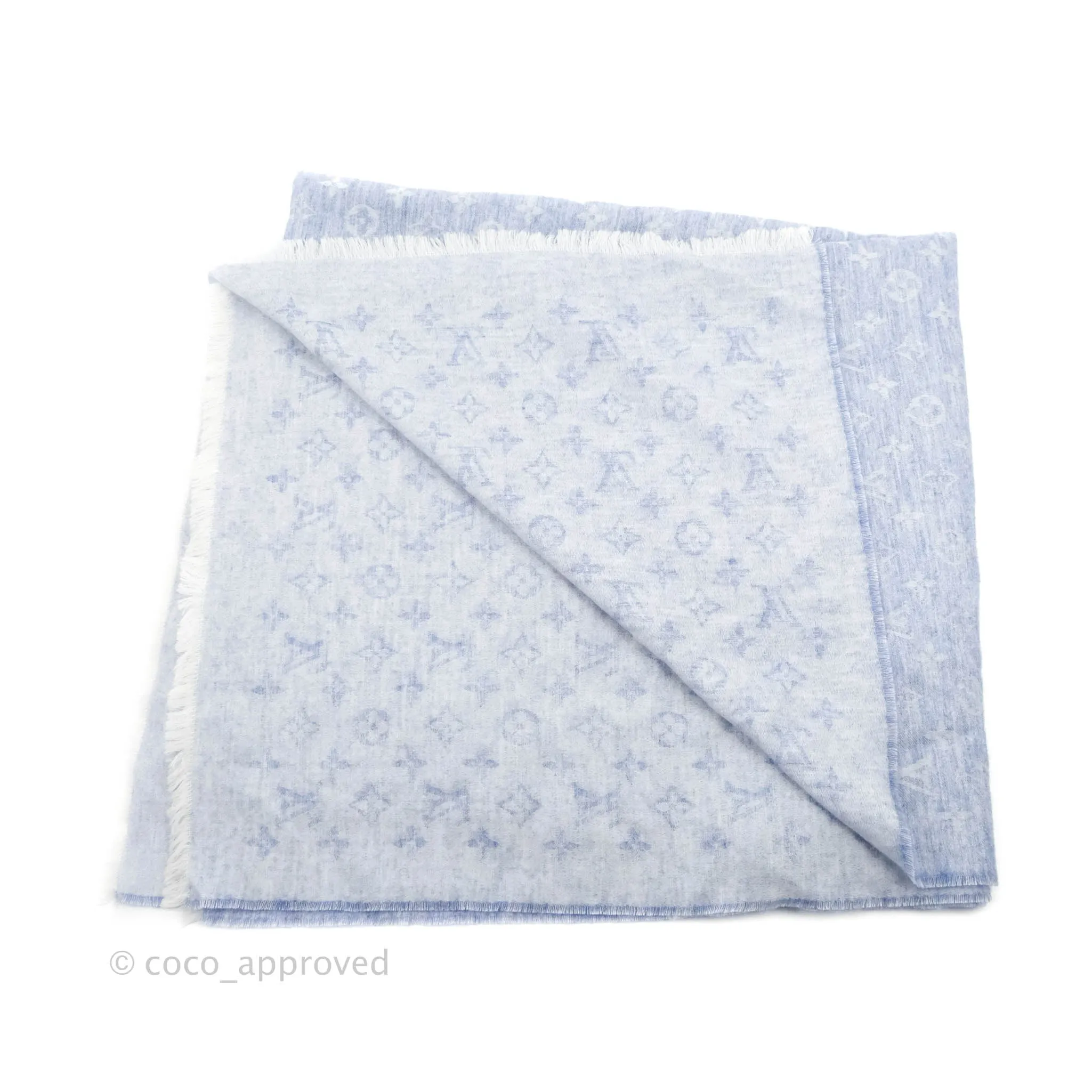 Louis Vuitton Wool Scarf Monogram Light Blue