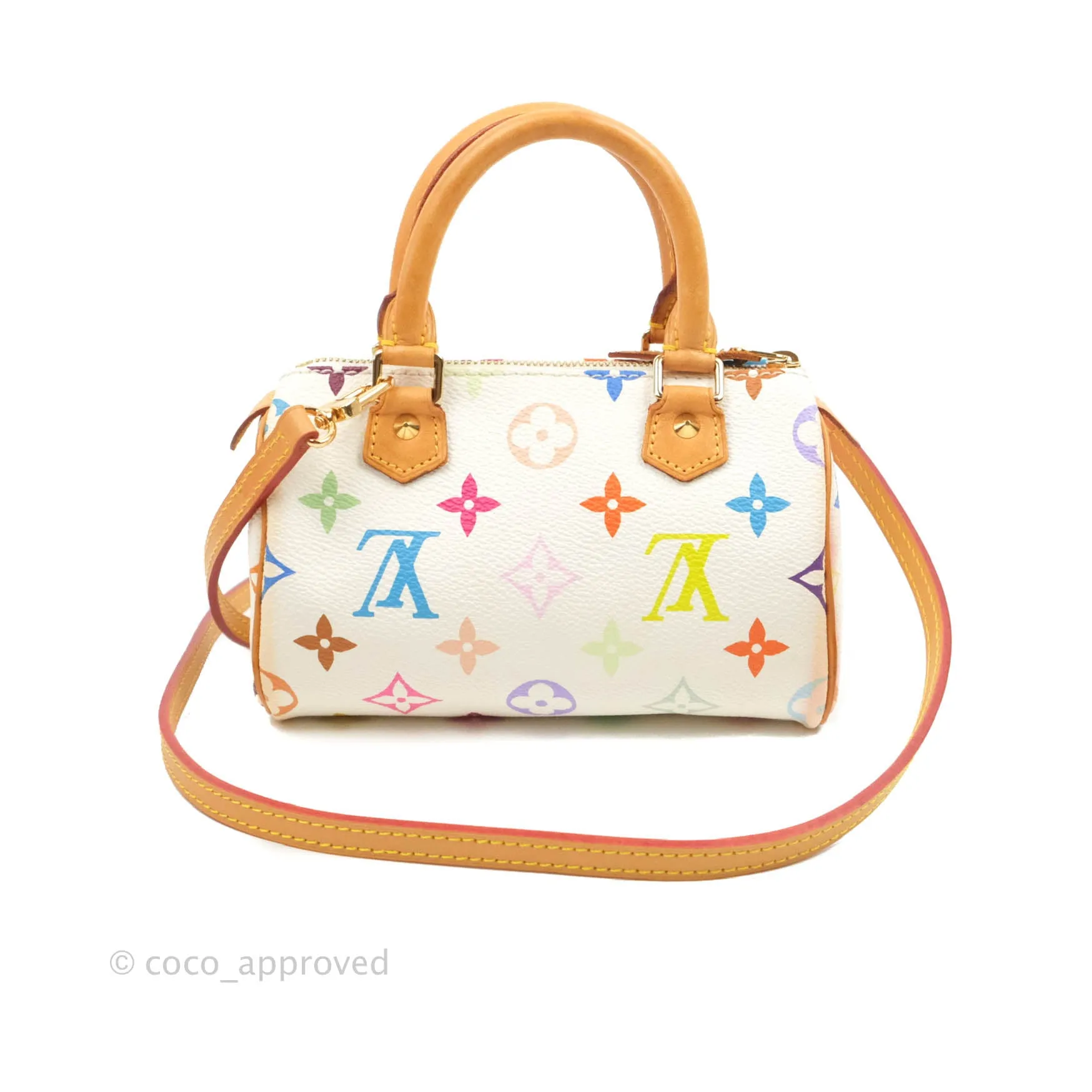 Louis Vuitton x Takashi Murakami Monogram Nano Speedy White Rainbow