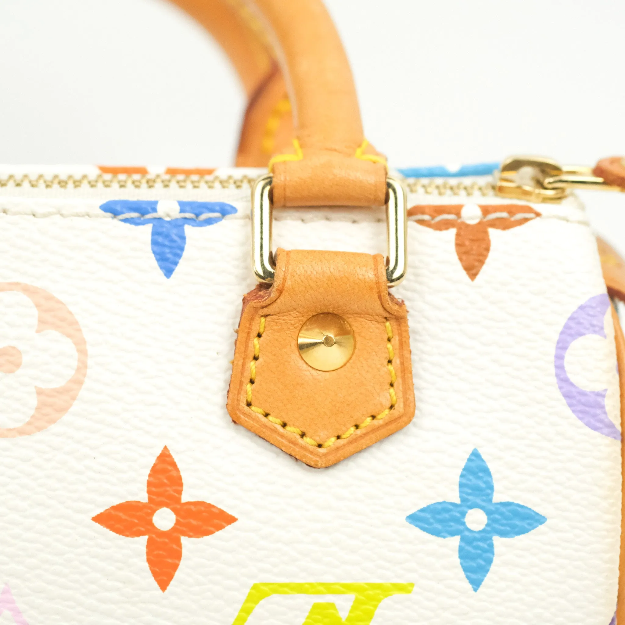 Louis Vuitton x Takashi Murakami Monogram Nano Speedy White Rainbow