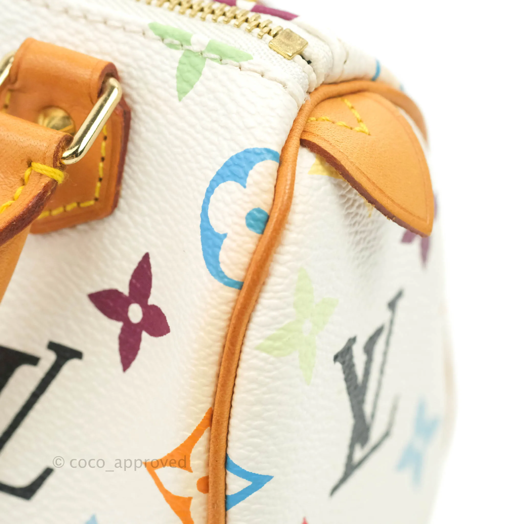 Louis Vuitton x Takashi Murakami Monogram Nano Speedy White Rainbow