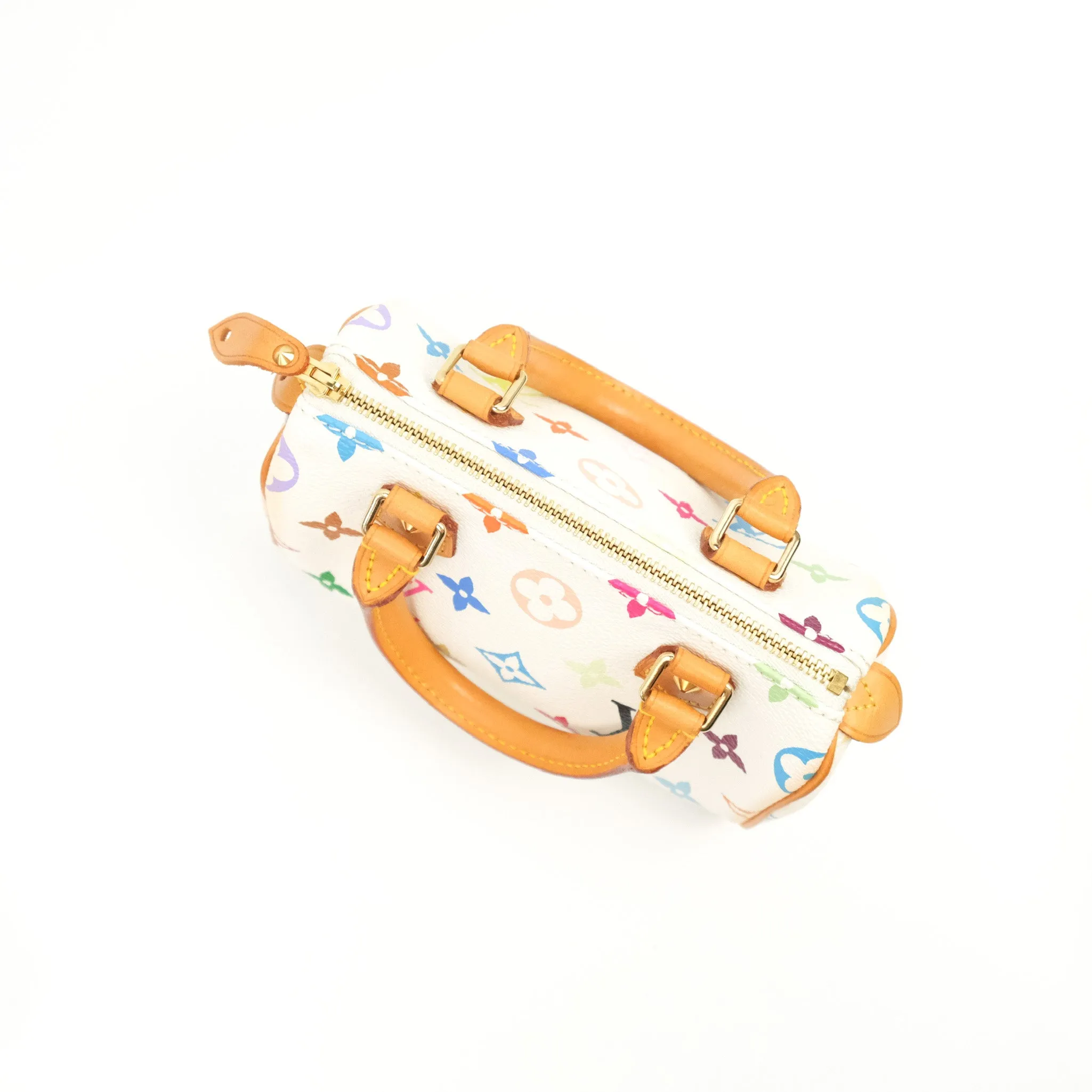 Louis Vuitton x Takashi Murakami Monogram Nano Speedy White Rainbow