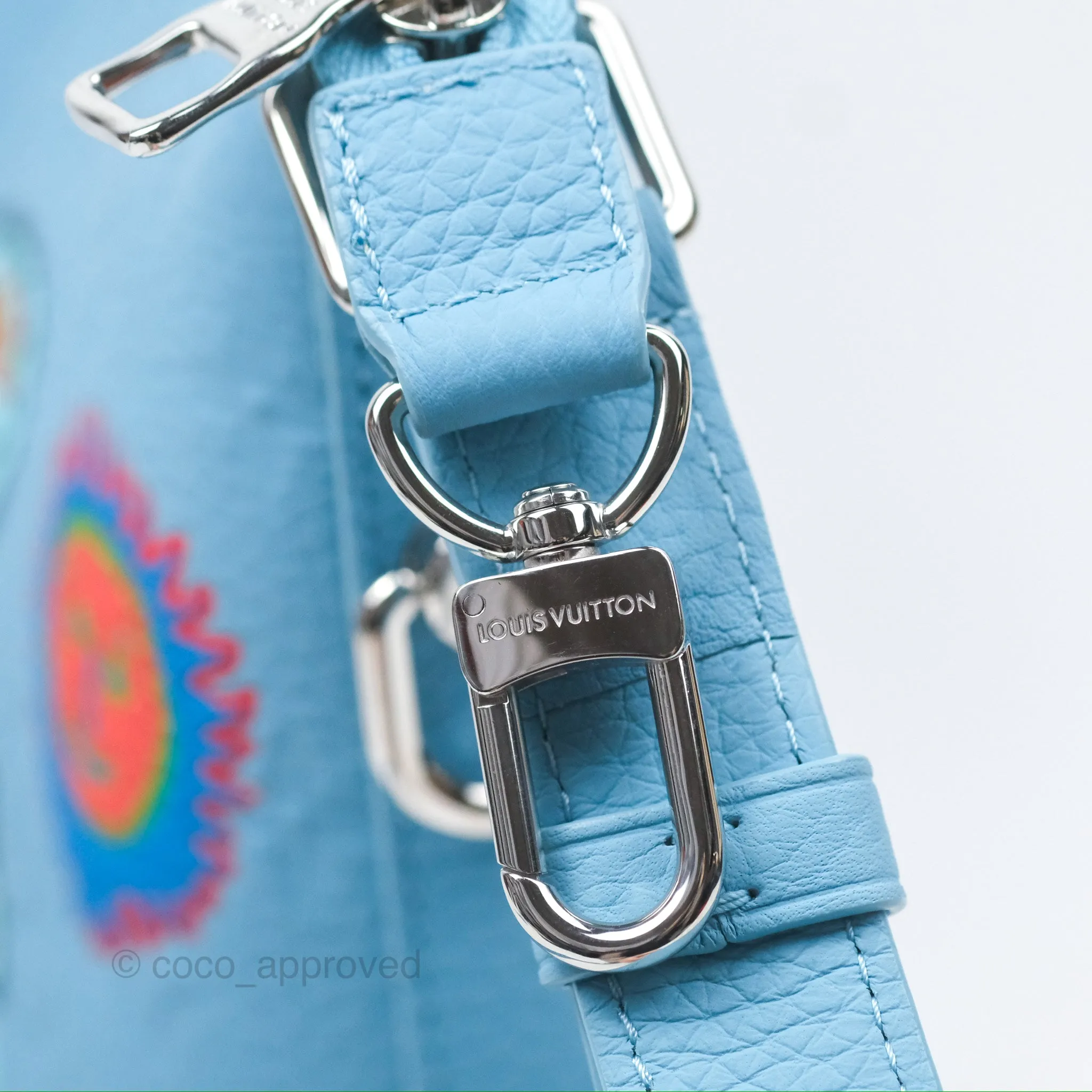 Louis Vuitton X Yayoi Kusama Hobo Cruiser Bag in Blue Taurillon Monogram