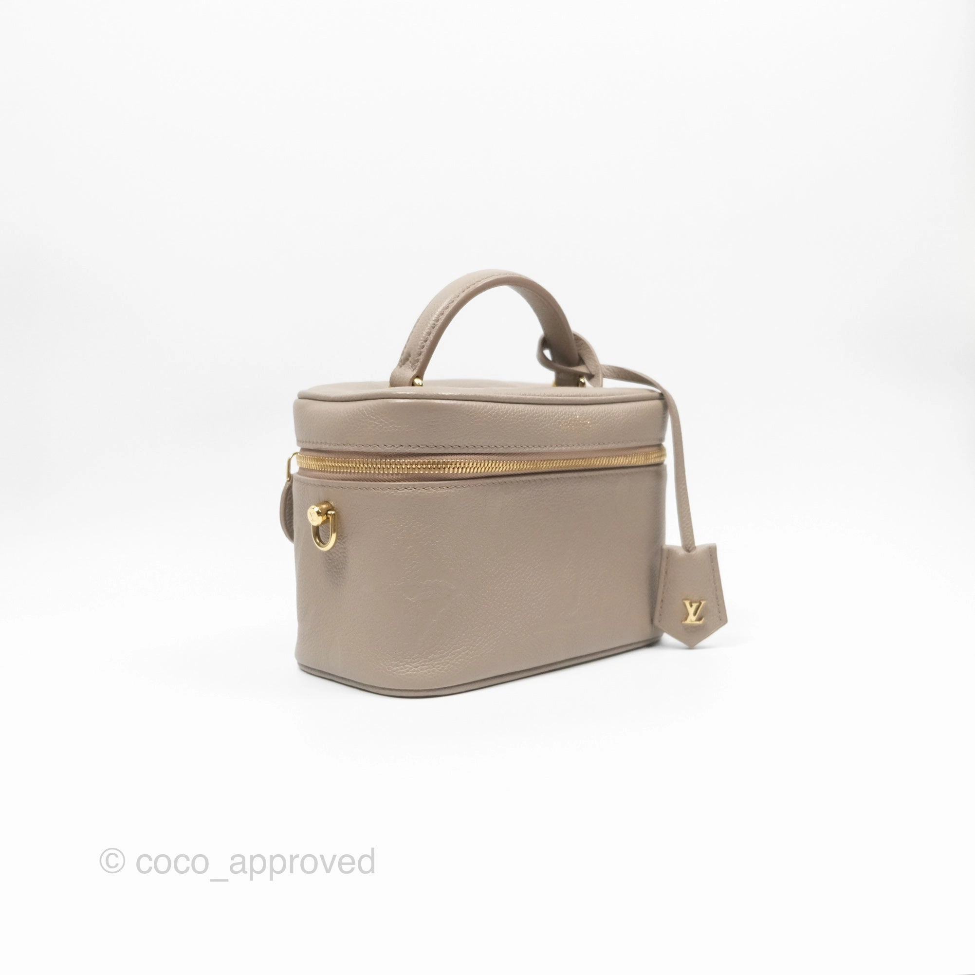 Louis Vuitton Monogram Empreinte Tourterelle Vanity PM Beige Gold Hardware