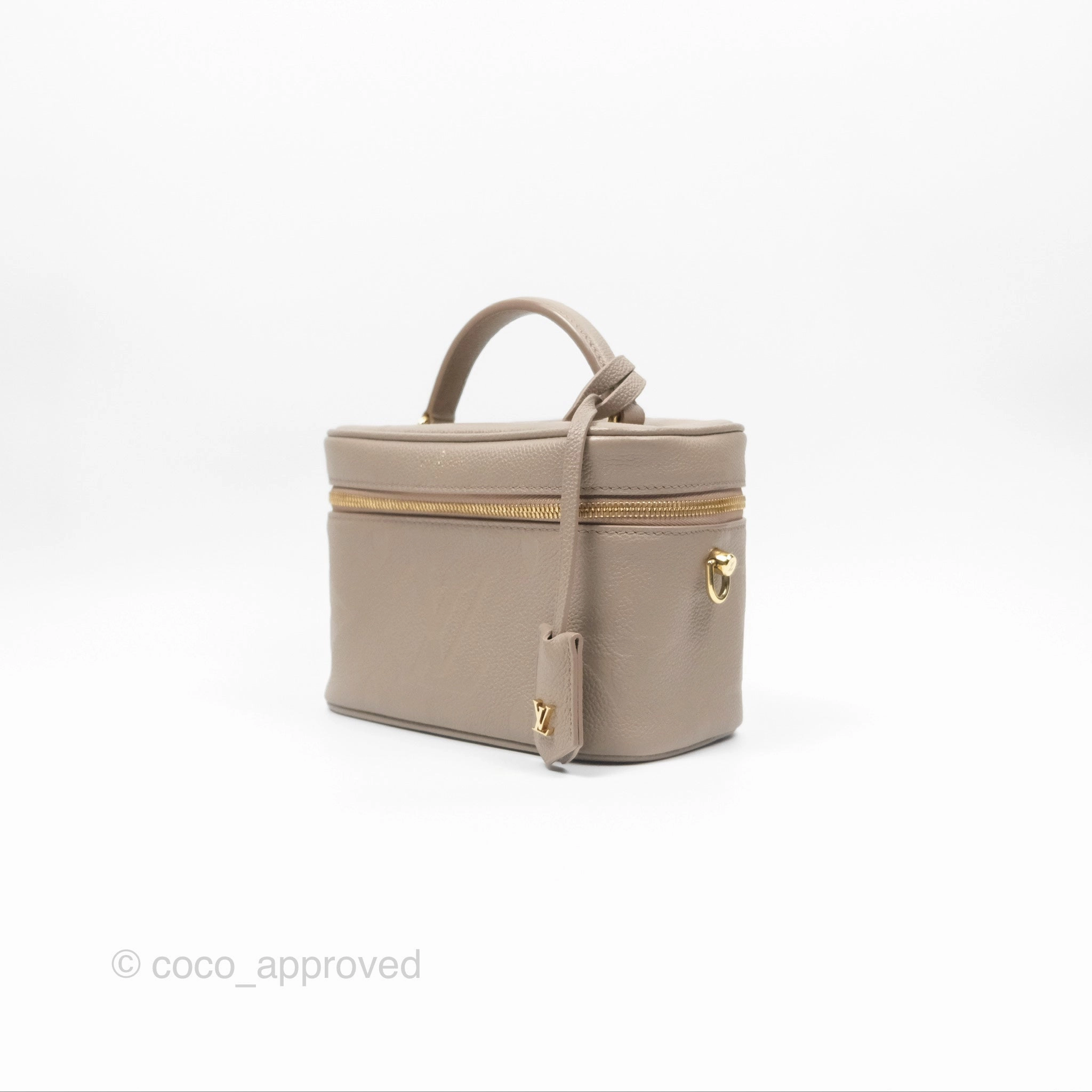Louis Vuitton Monogram Empreinte Tourterelle Vanity PM Beige Gold Hardware