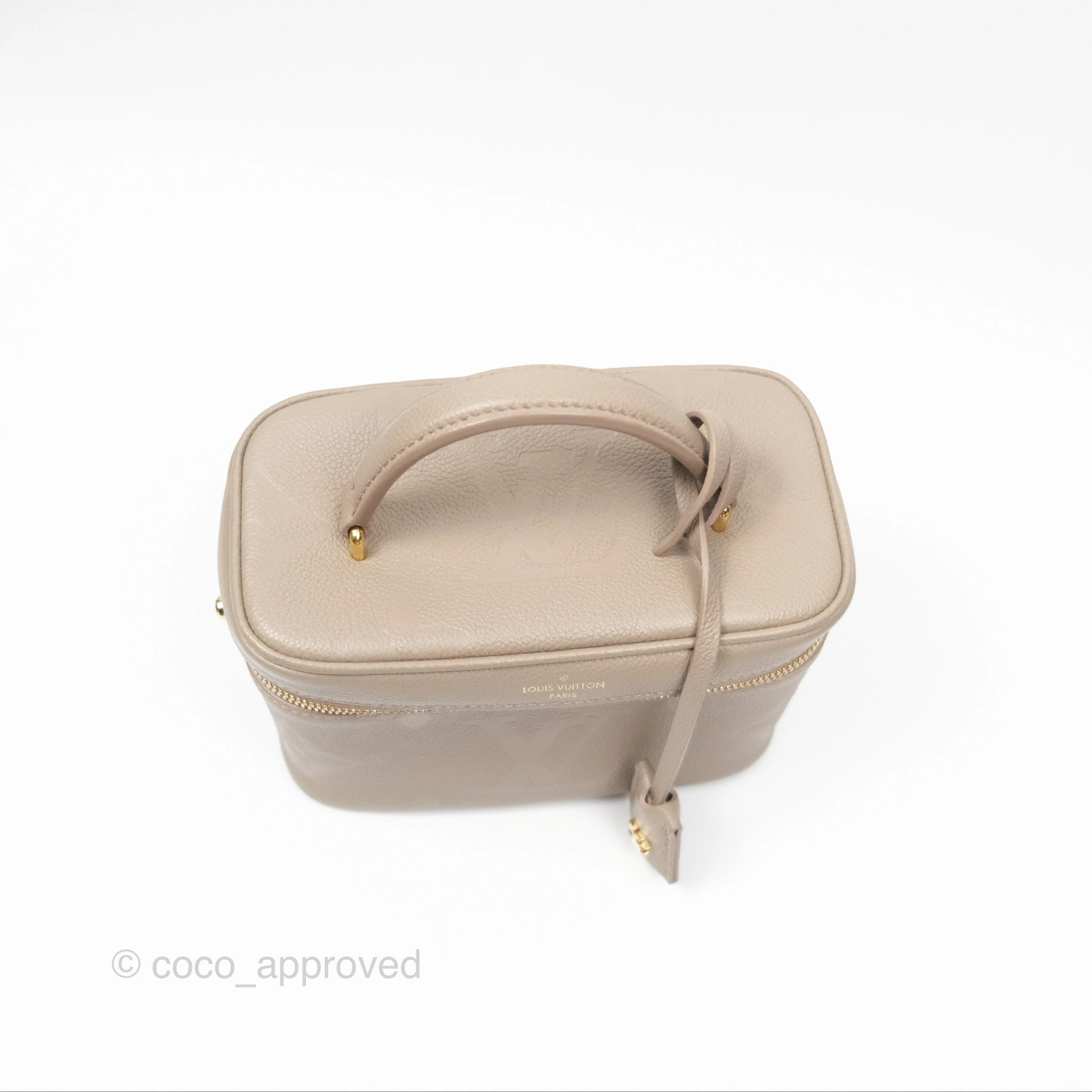 Louis Vuitton Monogram Empreinte Tourterelle Vanity PM Beige Gold Hardware
