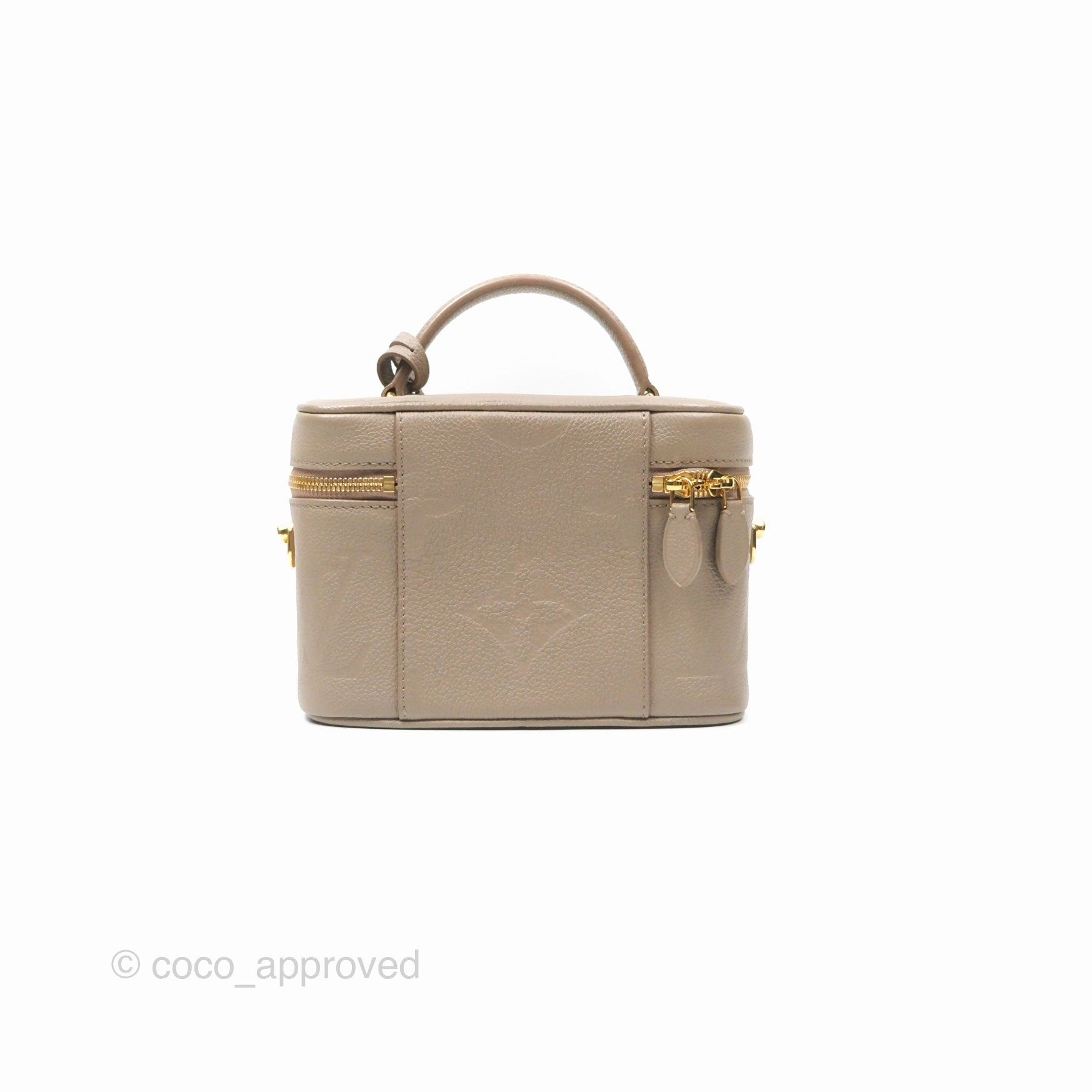 Louis Vuitton Monogram Empreinte Tourterelle Vanity PM Beige Gold Hardware