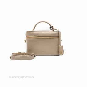 Louis Vuitton Monogram Empreinte Tourterelle Vanity PM Beige Gold Hardware