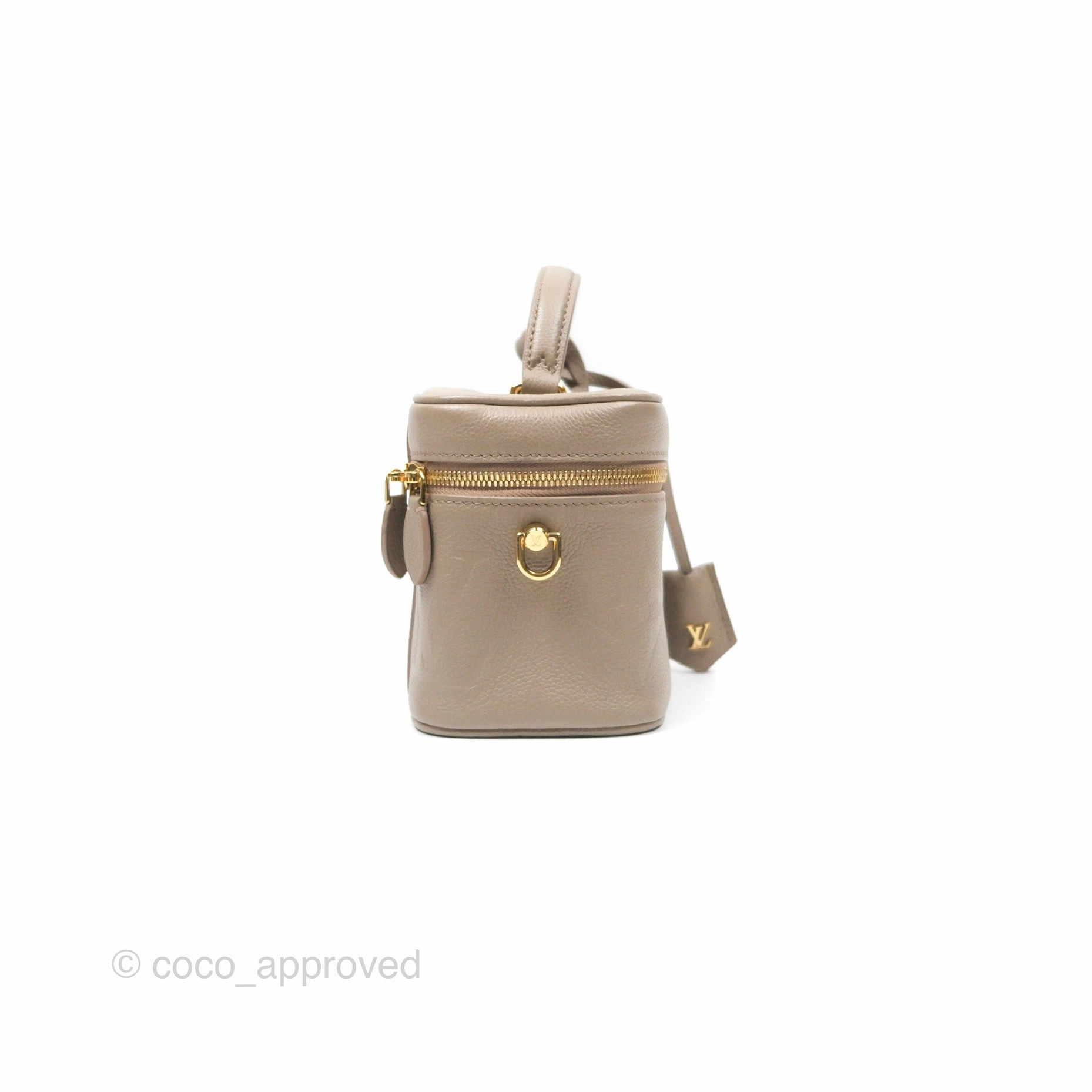 Louis Vuitton Monogram Empreinte Tourterelle Vanity PM Beige Gold Hardware