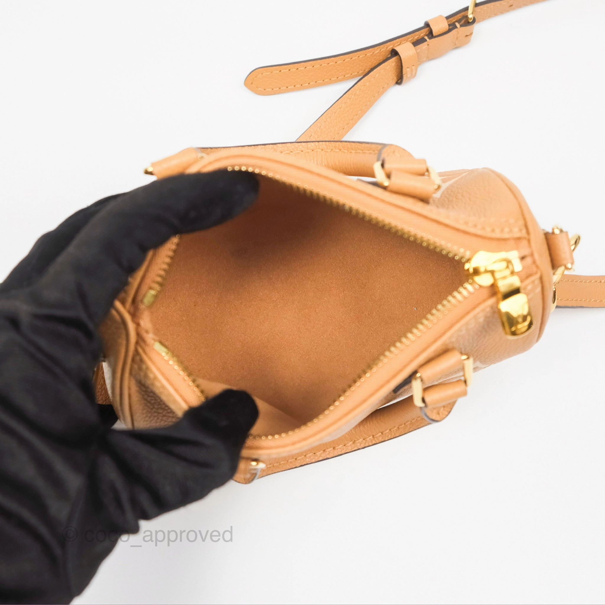 Louis Vuitton Nano Speedy Monogram Arizona Creme