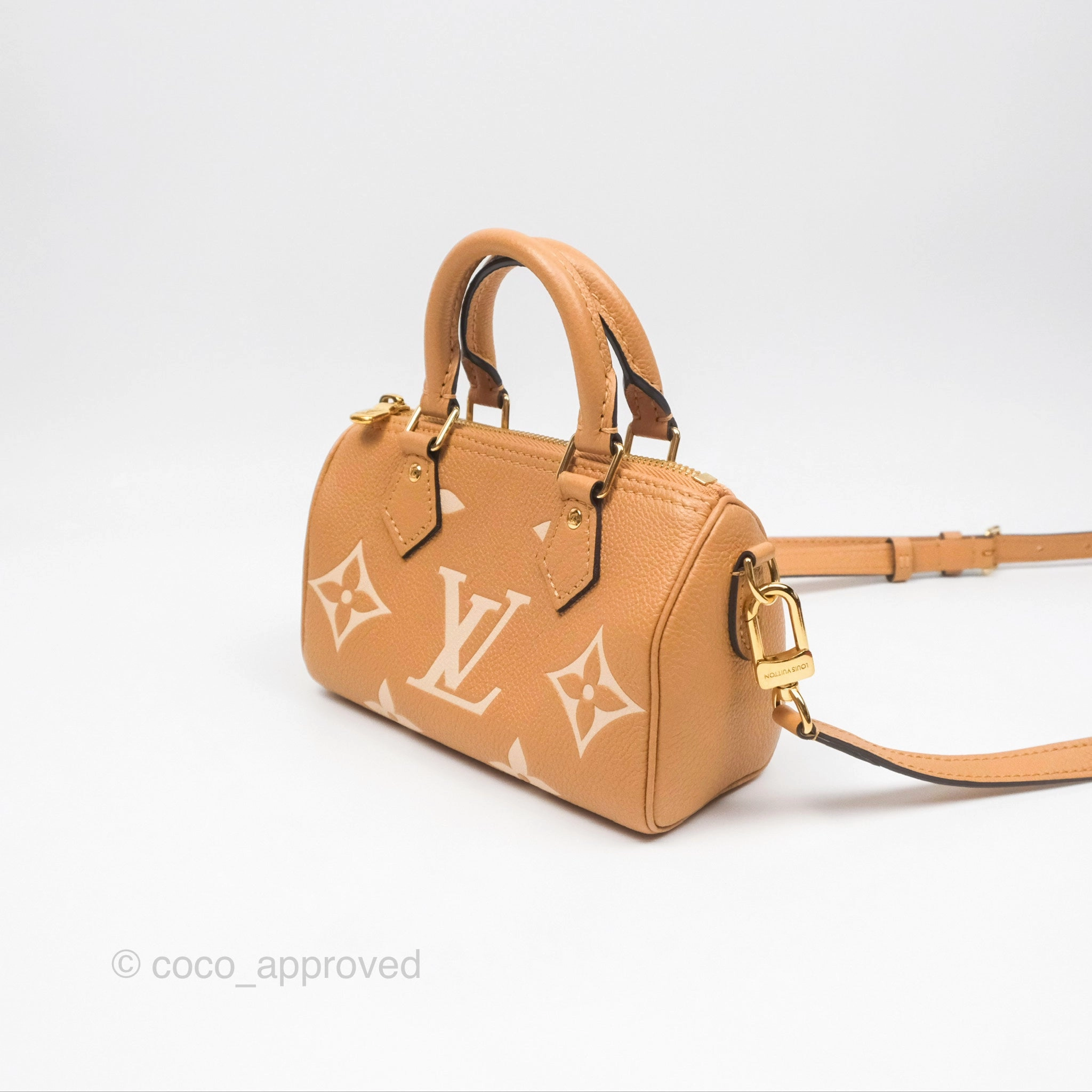 Louis Vuitton Nano Speedy Monogram Arizona Creme