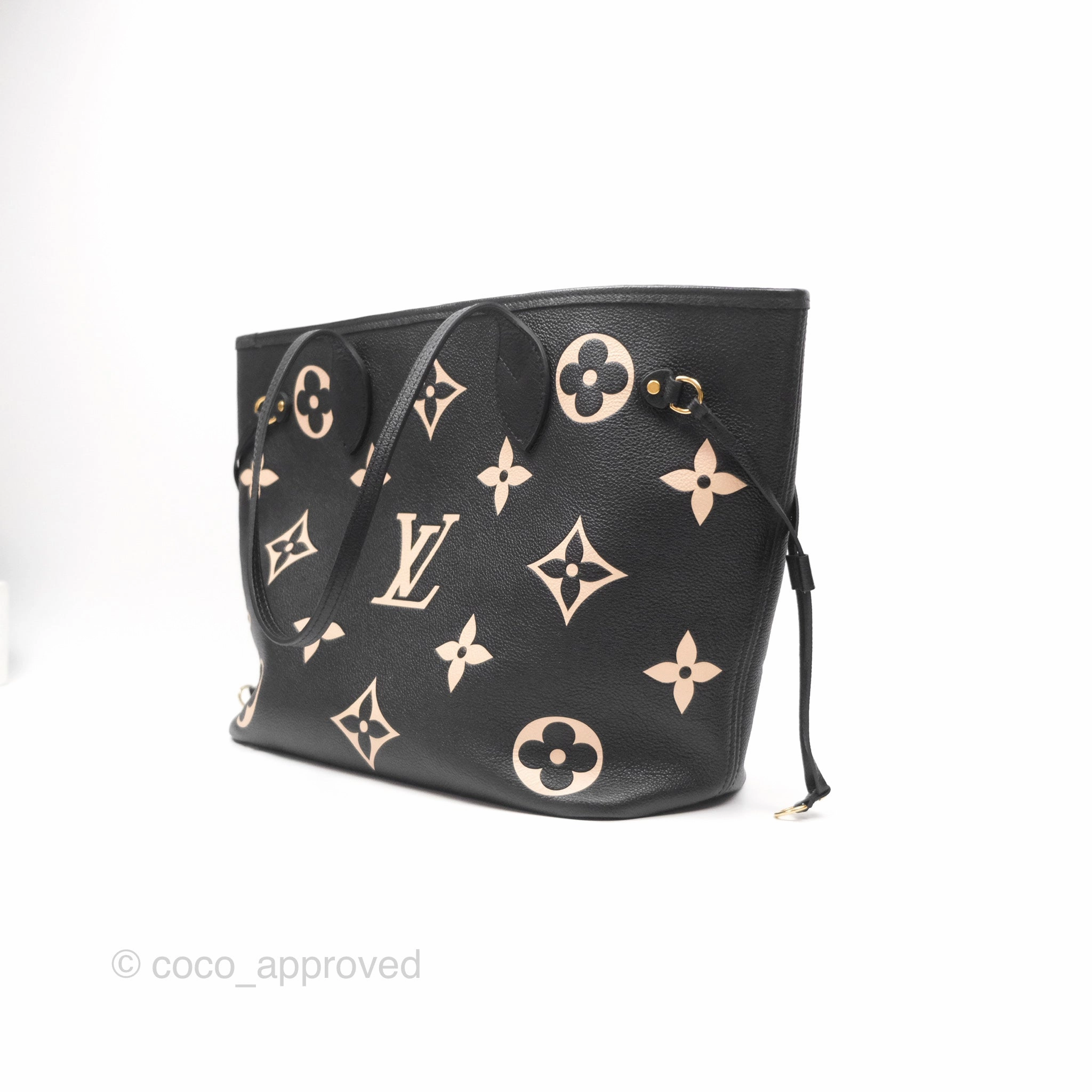 Louis Vuitton Neverfull MM Monogram Black Beige