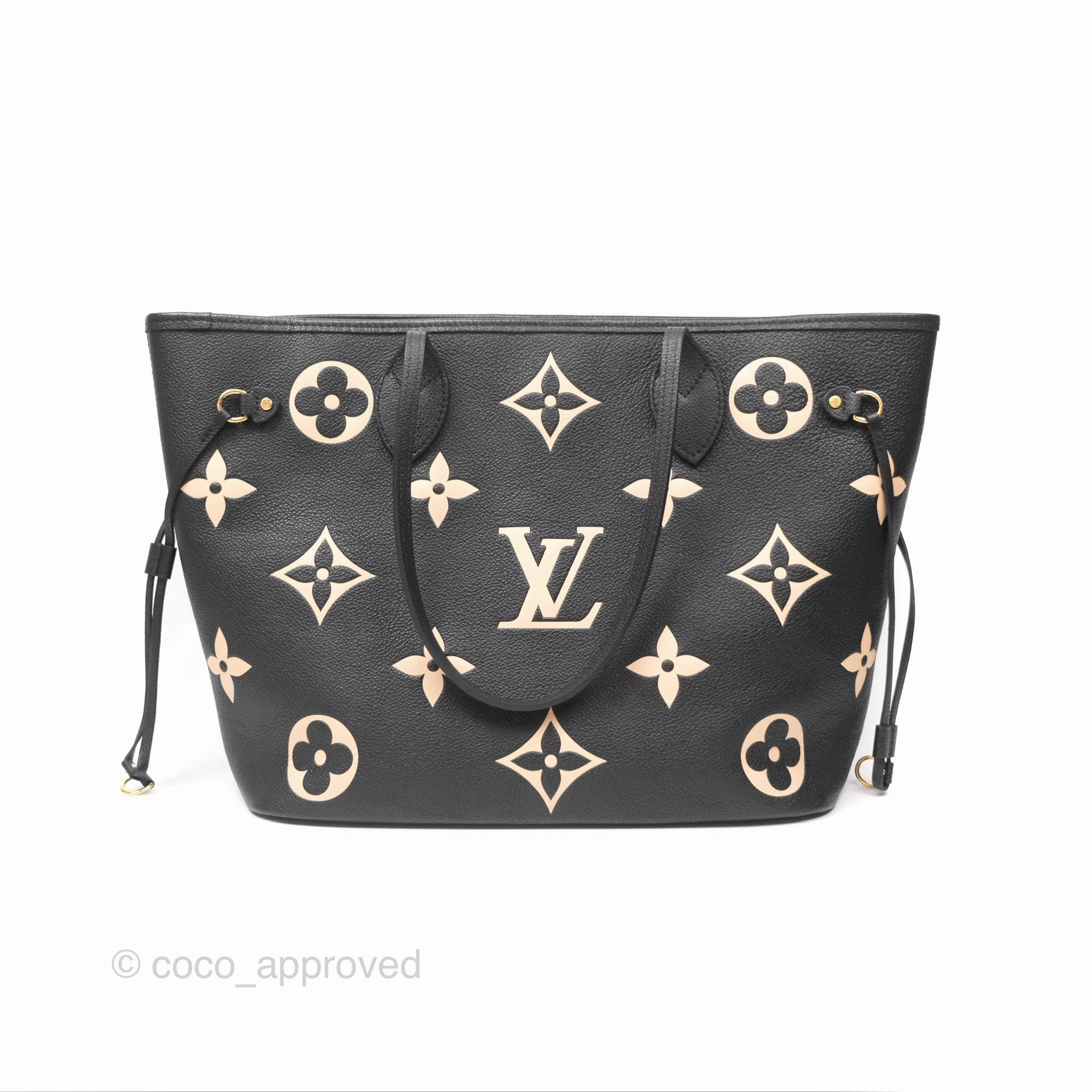 Louis Vuitton Neverfull MM Monogram Black Beige