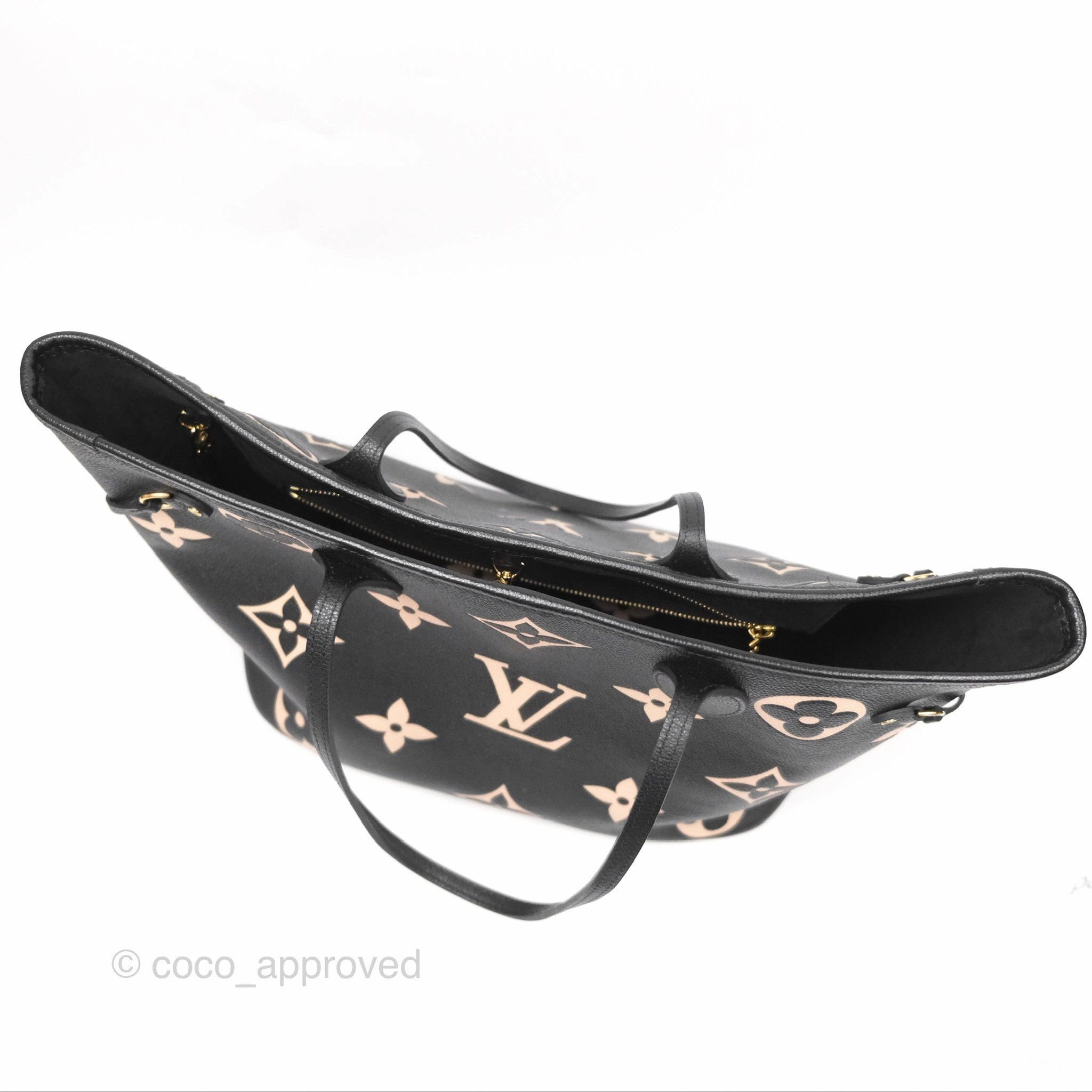Louis Vuitton Neverfull MM Monogram Black Beige