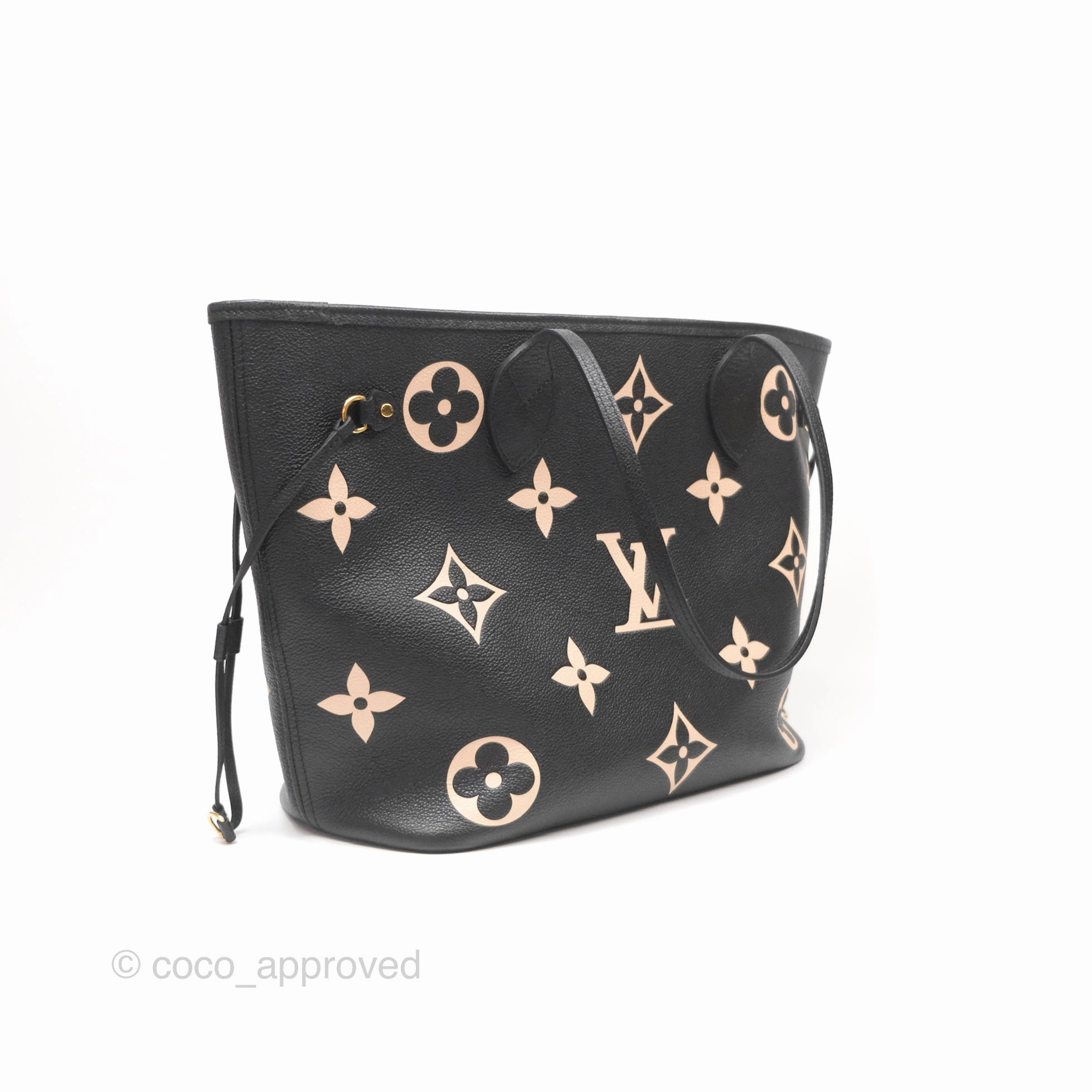 Louis Vuitton Neverfull MM Monogram Black Beige