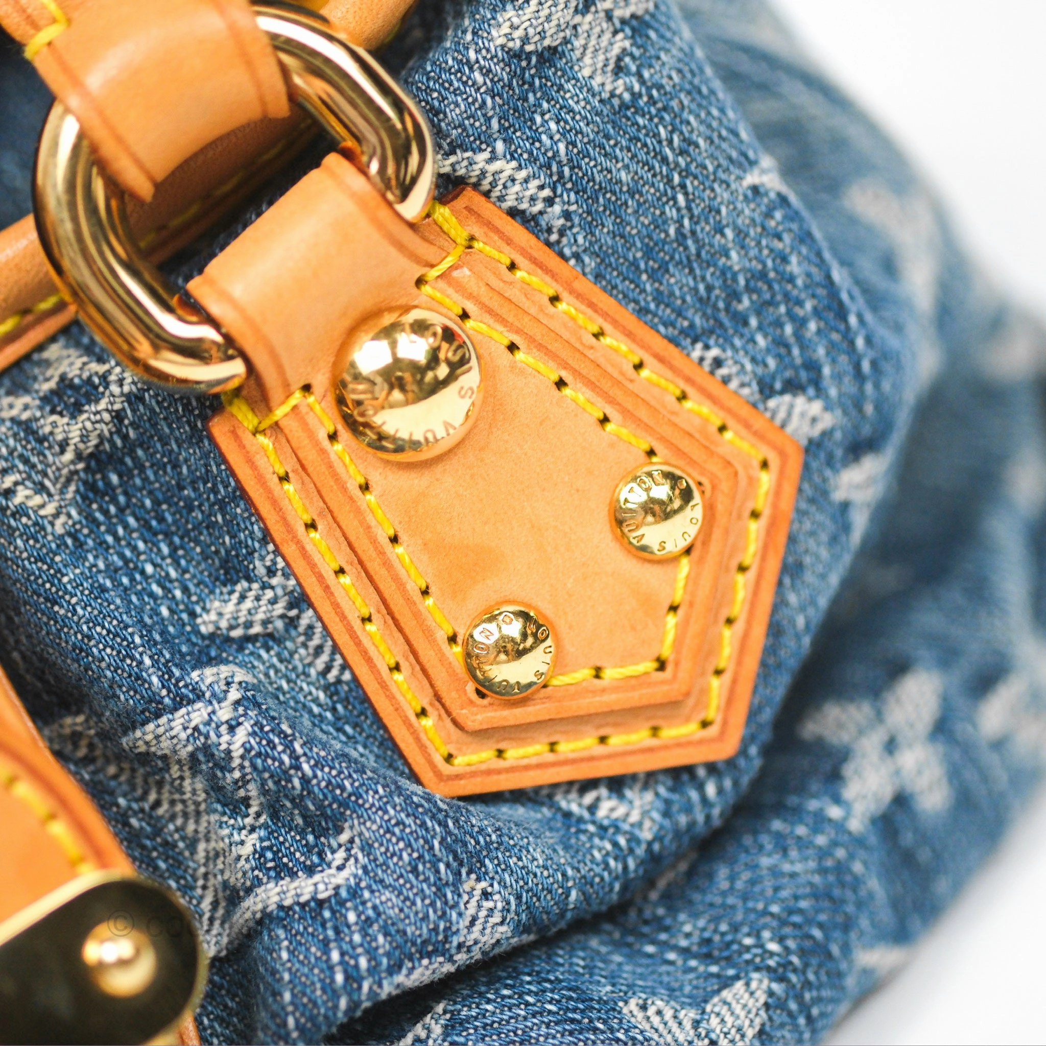 Louis Vuitton Vintage Pleaty Denim Monogram Gold Hardware