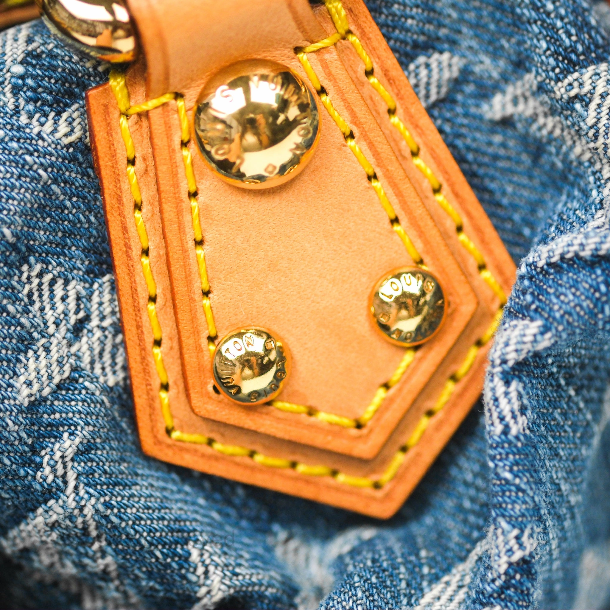 Louis Vuitton Vintage Pleaty Denim Monogram Gold Hardware