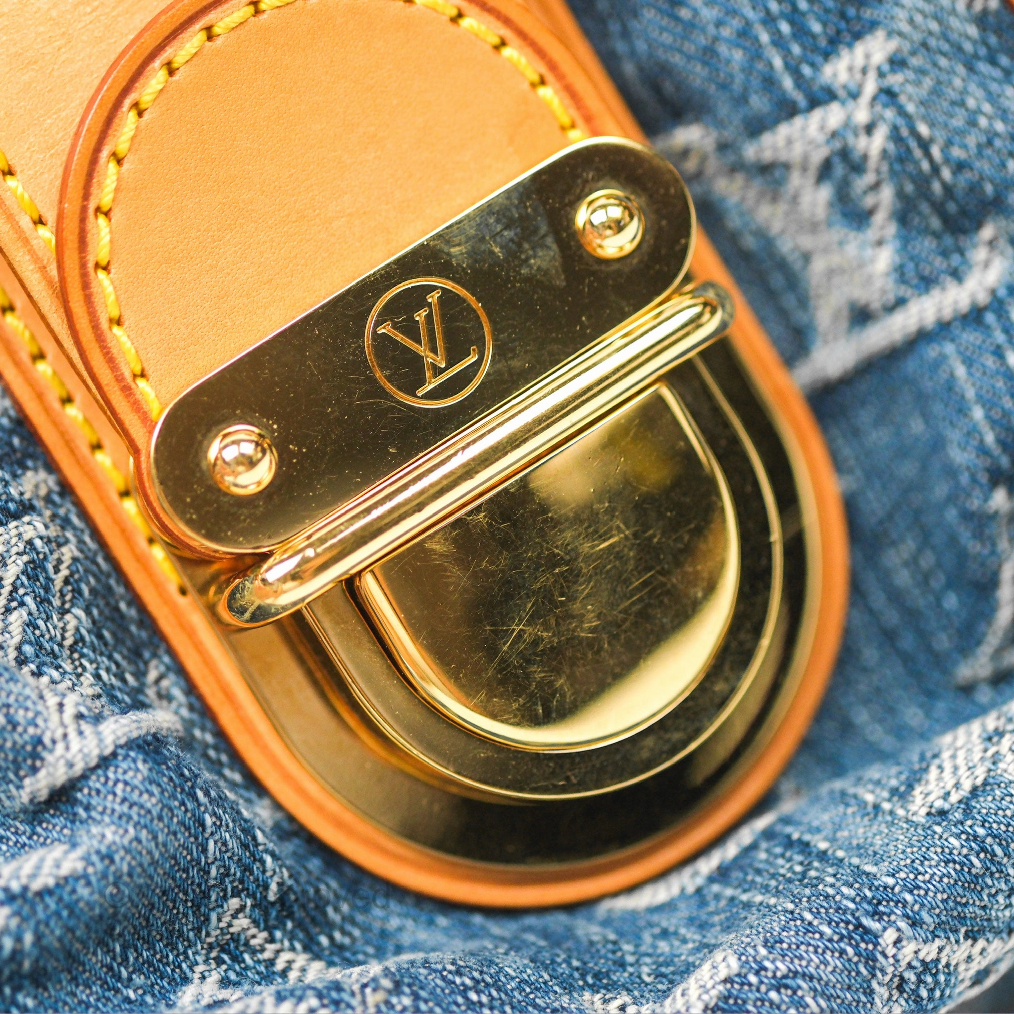 Louis Vuitton Vintage Pleaty Denim Monogram Gold Hardware