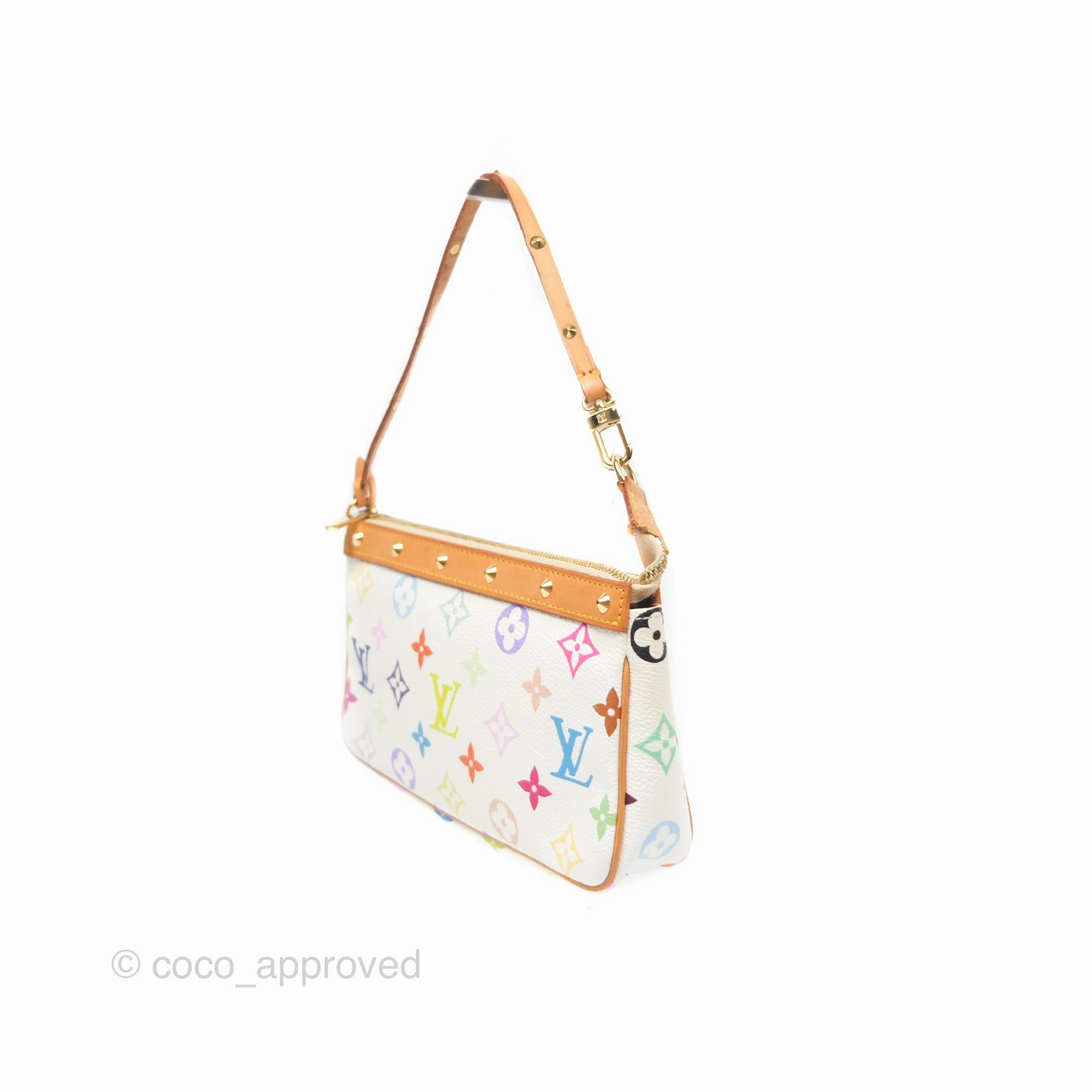 Louis Vuitton x Takashi Murakami Pochette White Rainbow Monogram