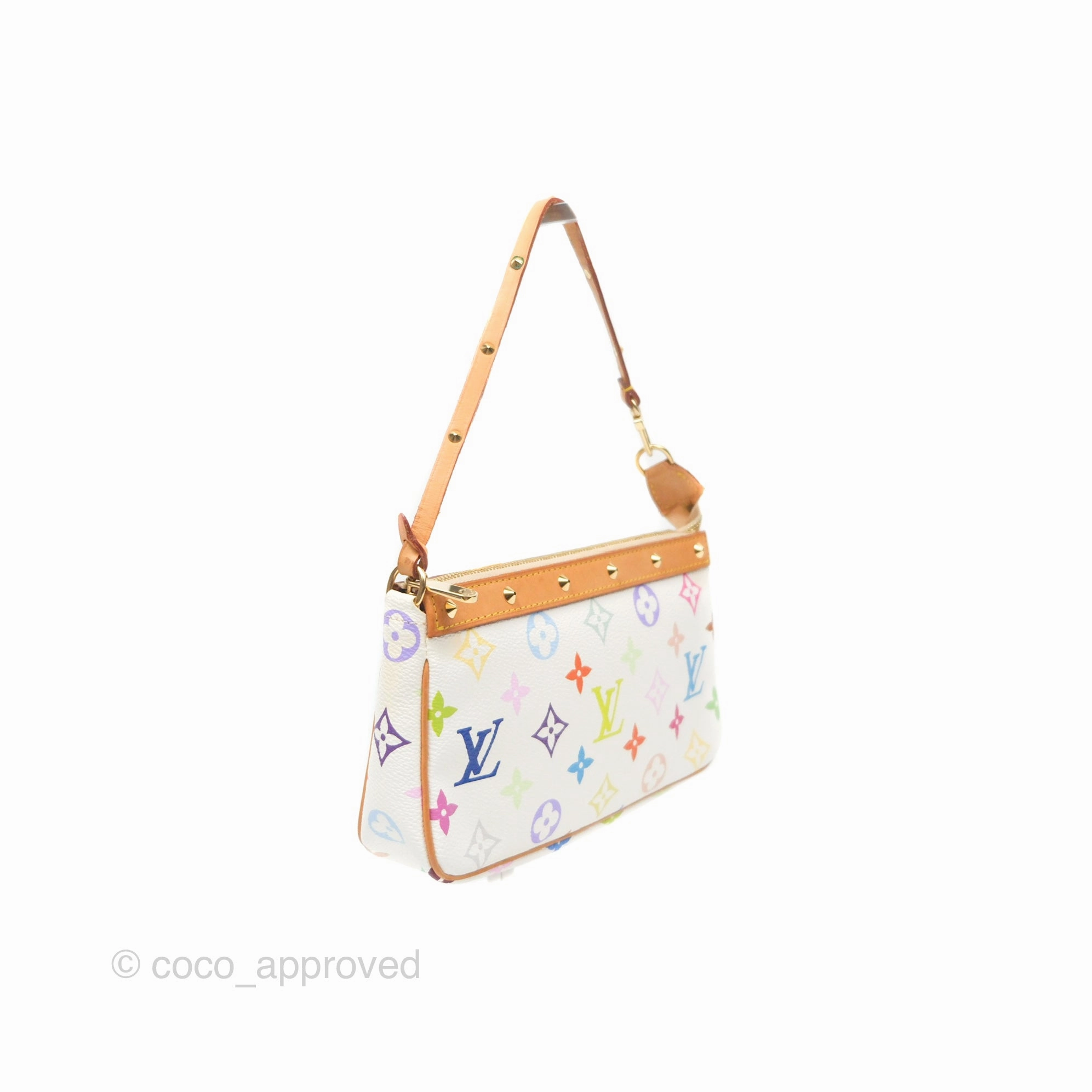 Louis Vuitton x Takashi Murakami Pochette White Rainbow Monogram