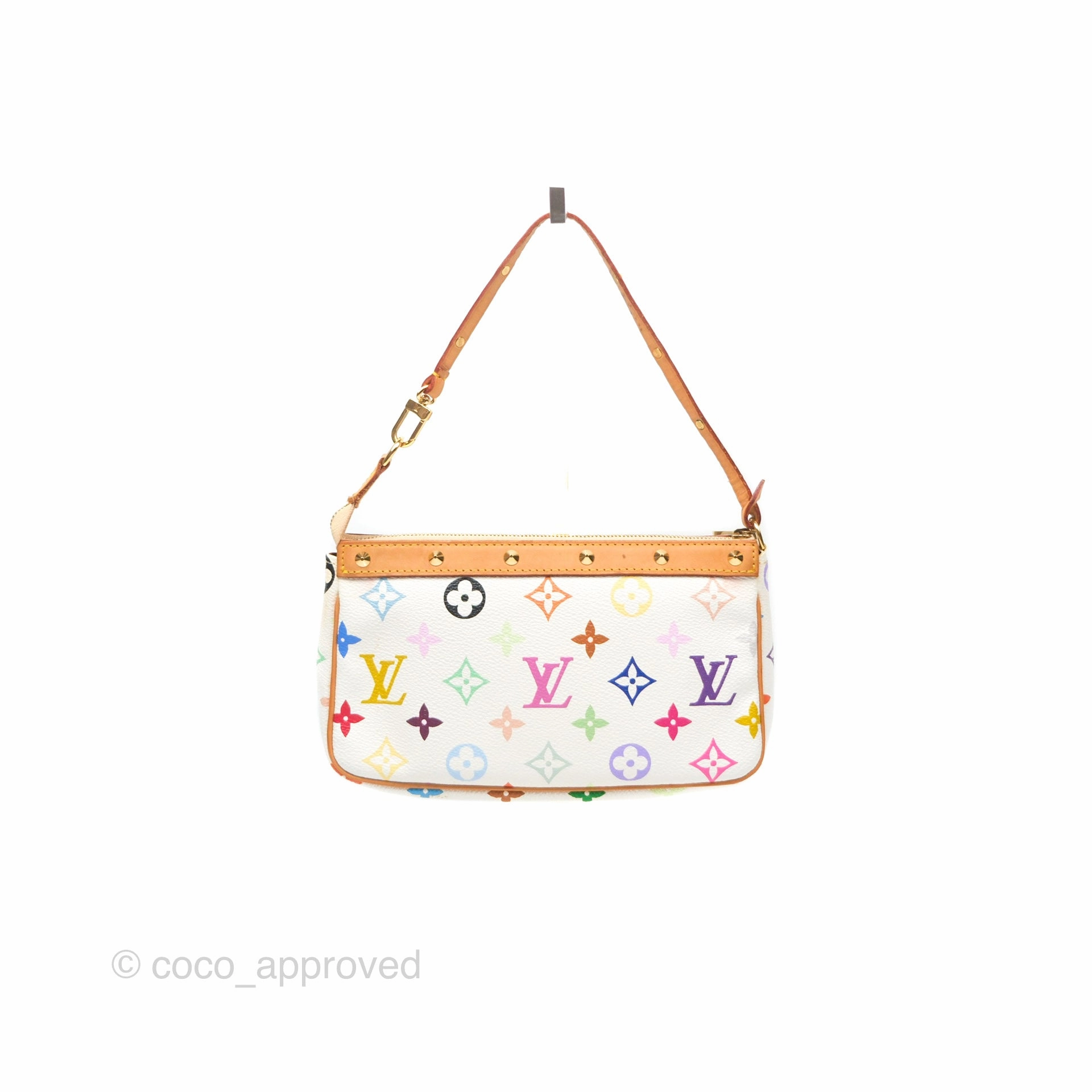Louis Vuitton x Takashi Murakami Pochette White Rainbow Monogram
