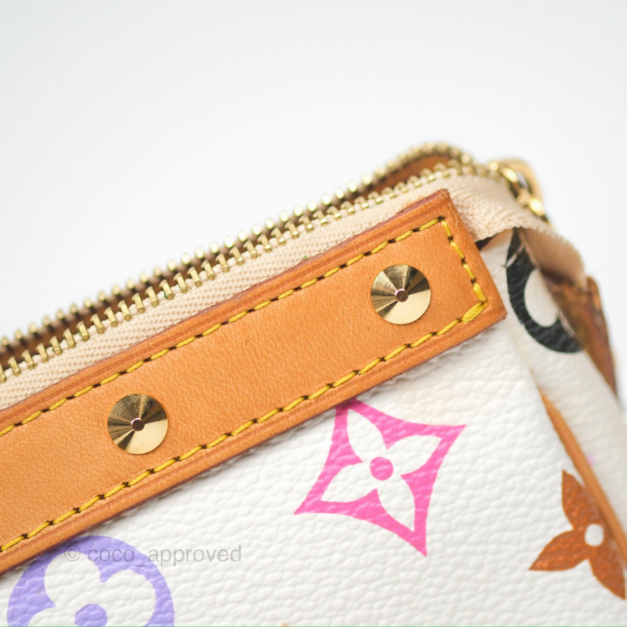 Louis Vuitton x Takashi Murakami Pochette White Rainbow Monogram