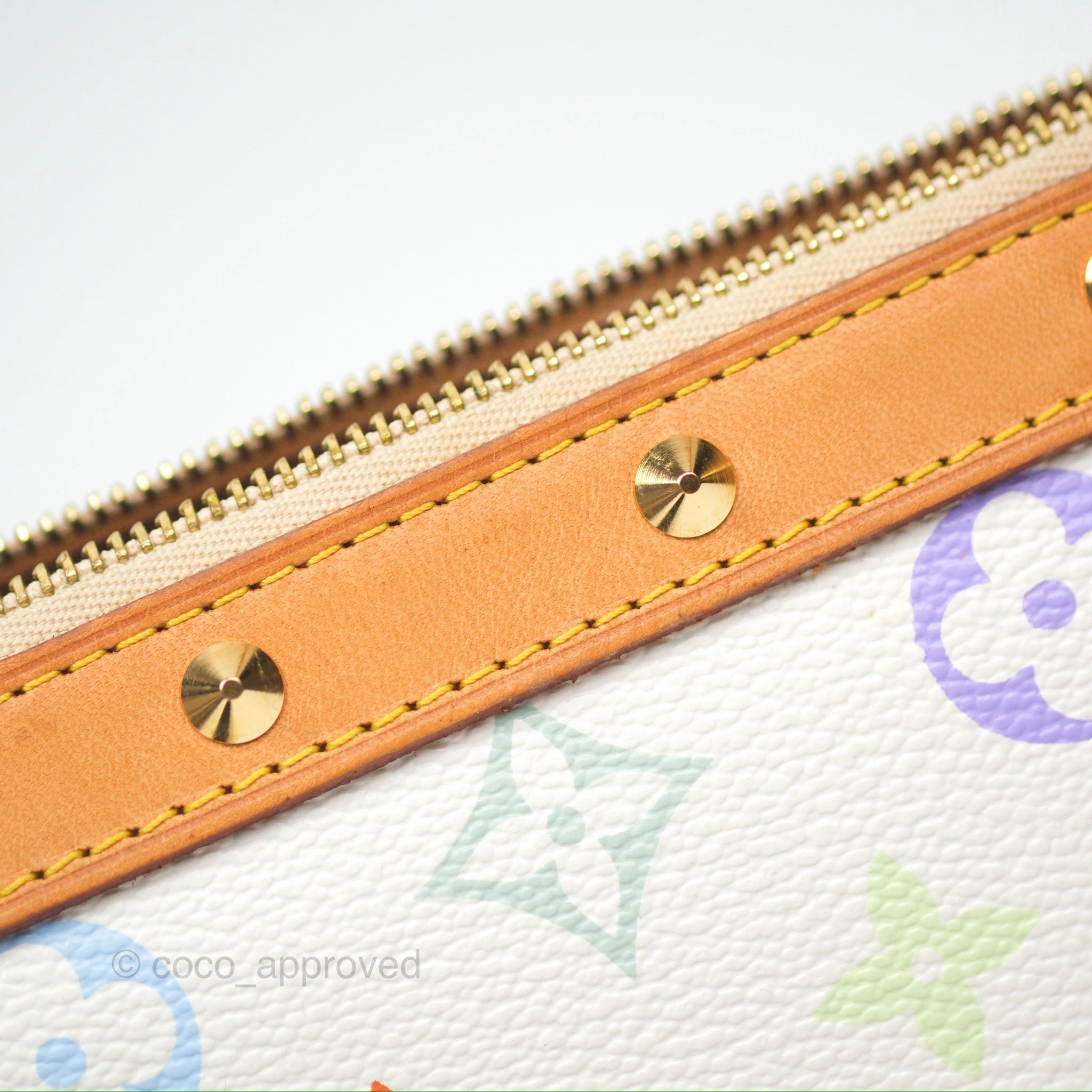 Louis Vuitton x Takashi Murakami Pochette White Rainbow Monogram